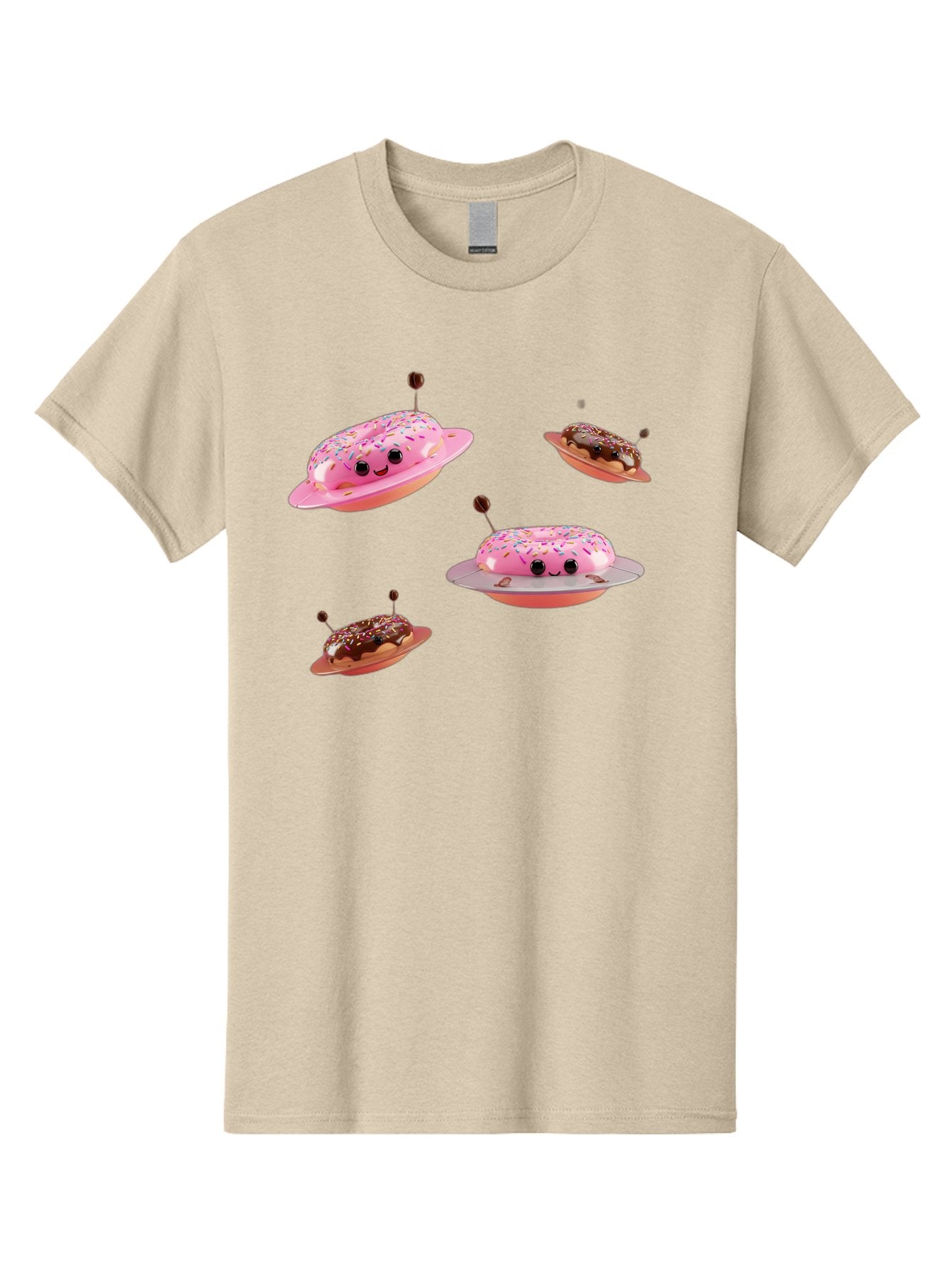 Donuts-Ufo Men'S Graphic Tee, 100% Cotton, Comfortable Casual Summer Wear, Machine Washable, Donut Ufos, Pink Donut, Chocolate Donut, Sprinkles, Funny Ufo, Cartoon Ufo, Whimsical Illustration, Foodie Humor, Alien Donuts, Playful Graphics Bab880 11