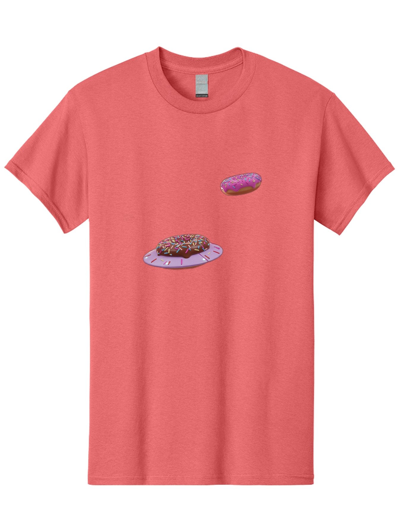 Donuts-With-Sprinkles Men'S Graphic Tee, 100% Cotton, Comfortable Casual Summer Wear, Machine Washable, Donuts In Mid-Air, Chocolate Donut With Sprinkles, Pink Frosting And Sprinkles, Sweet Treats, Dessert Delights, Tasty Pastries, Bab881 13