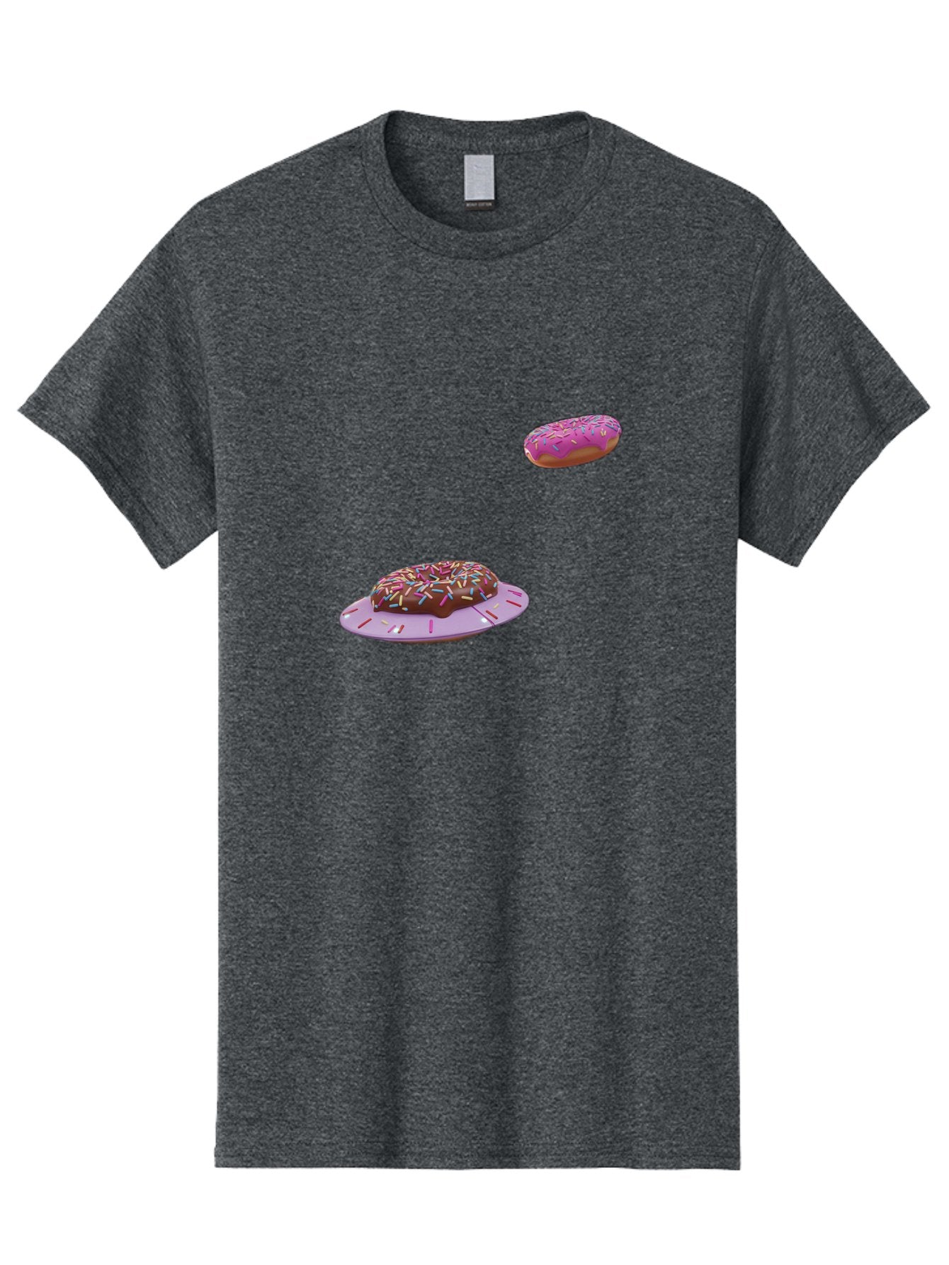 Donuts-With-Sprinkles Men'S Graphic Tee, 100% Cotton, Comfortable Casual Summer Wear, Machine Washable, Donuts In Mid-Air, Chocolate Donut With Sprinkles, Pink Frosting And Sprinkles, Sweet Treats, Dessert Delights, Tasty Pastries, Bab881