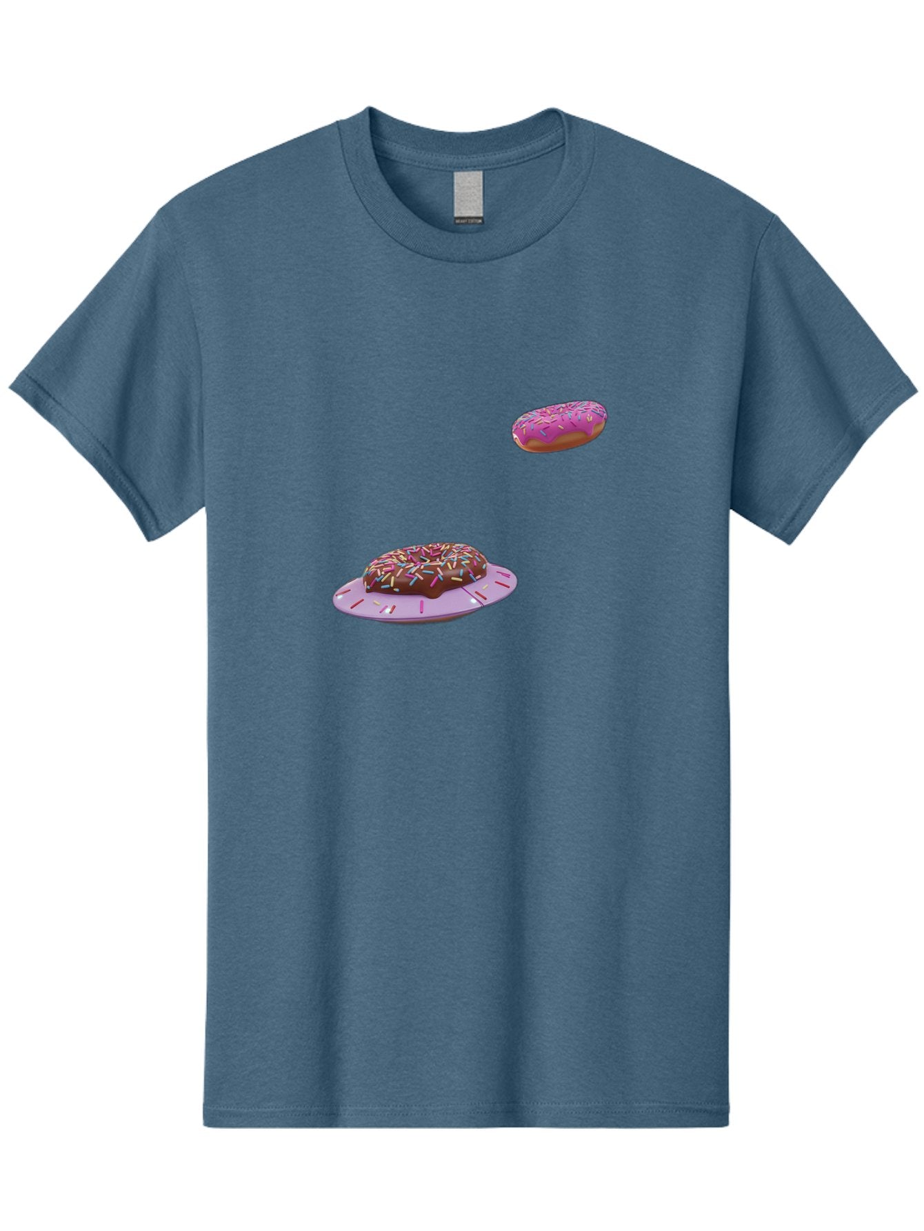 Donuts-With-Sprinkles Men'S Graphic Tee, 100% Cotton, Comfortable Casual Summer Wear, Machine Washable, Donuts In Mid-Air, Chocolate Donut With Sprinkles, Pink Frosting And Sprinkles, Sweet Treats, Dessert Delights, Tasty Pastries, Bab881 8