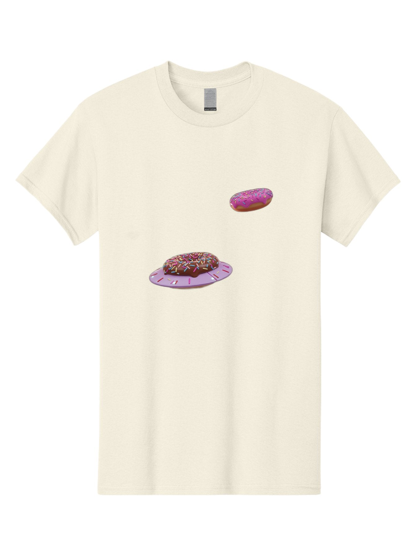 Donuts-With-Sprinkles Men'S Graphic Tee, 100% Cotton, Comfortable Casual Summer Wear, Machine Washable, Donuts In Mid-Air, Chocolate Donut With Sprinkles, Pink Frosting And Sprinkles, Sweet Treats, Dessert Delights, Tasty Pastries, Bab881 12