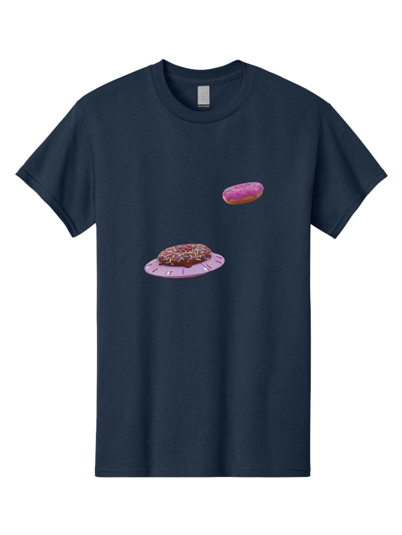 Donuts-With-Sprinkles Men'S Graphic Tee, 100% Cotton, Comfortable Casual Summer Wear, Machine Washable, Donuts In Mid-Air, Chocolate Donut With Sprinkles, Pink Frosting And Sprinkles, Sweet Treats, Dessert Delights, Tasty Pastries, Bab881 15