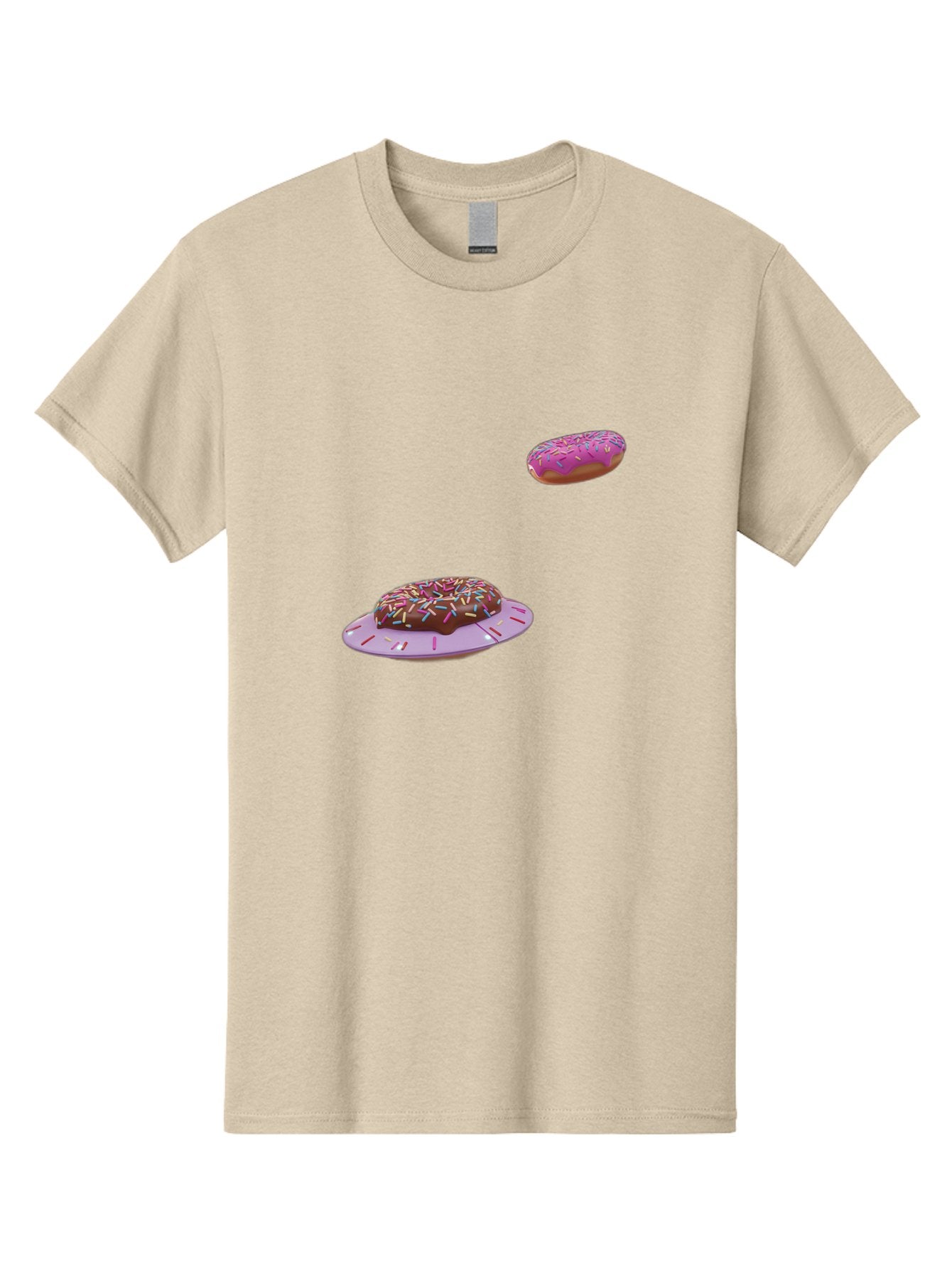 Donuts-With-Sprinkles Men'S Graphic Tee, 100% Cotton, Comfortable Casual Summer Wear, Machine Washable, Donuts In Mid-Air, Chocolate Donut With Sprinkles, Pink Frosting And Sprinkles, Sweet Treats, Dessert Delights, Tasty Pastries, Bab881 7