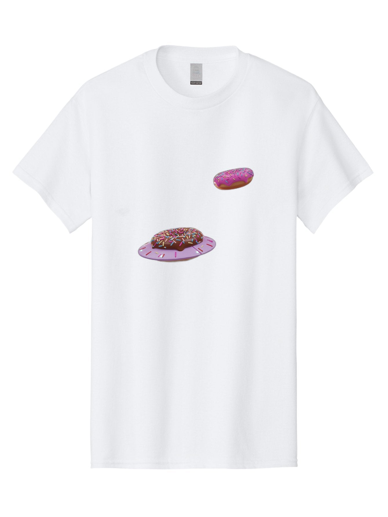 Donuts-With-Sprinkles Men'S Graphic Tee, 100% Cotton, Comfortable Casual Summer Wear, Machine Washable, Donuts In Mid-Air, Chocolate Donut With Sprinkles, Pink Frosting And Sprinkles, Sweet Treats, Dessert Delights, Tasty Pastries, Bab881 9