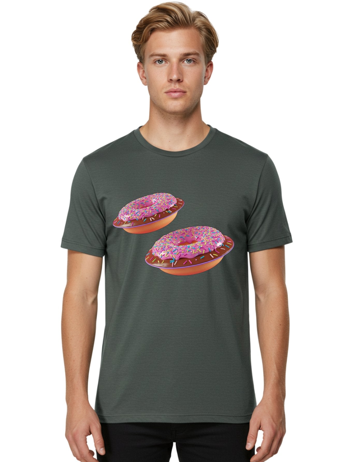 Donuts Men'S Graphic Tee, 100% Cotton, Comfortable Casual Summer Wear, Machine Washable, Donuts With Pink Frosting, Rainbow Sprinkles, Sweet Treats, Baked Goods, Colorful Desserts, Tasty Pastries, Indulgent Snacks Bab882 18
