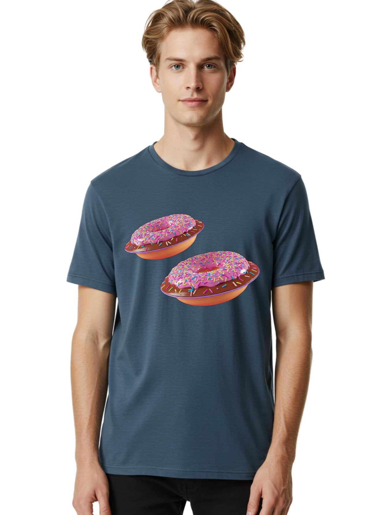 Donuts Men'S Graphic Tee, 100% Cotton, Comfortable Casual Summer Wear, Machine Washable, Donuts With Pink Frosting, Rainbow Sprinkles, Sweet Treats, Baked Goods, Colorful Desserts, Tasty Pastries, Indulgent Snacks Bab882 26