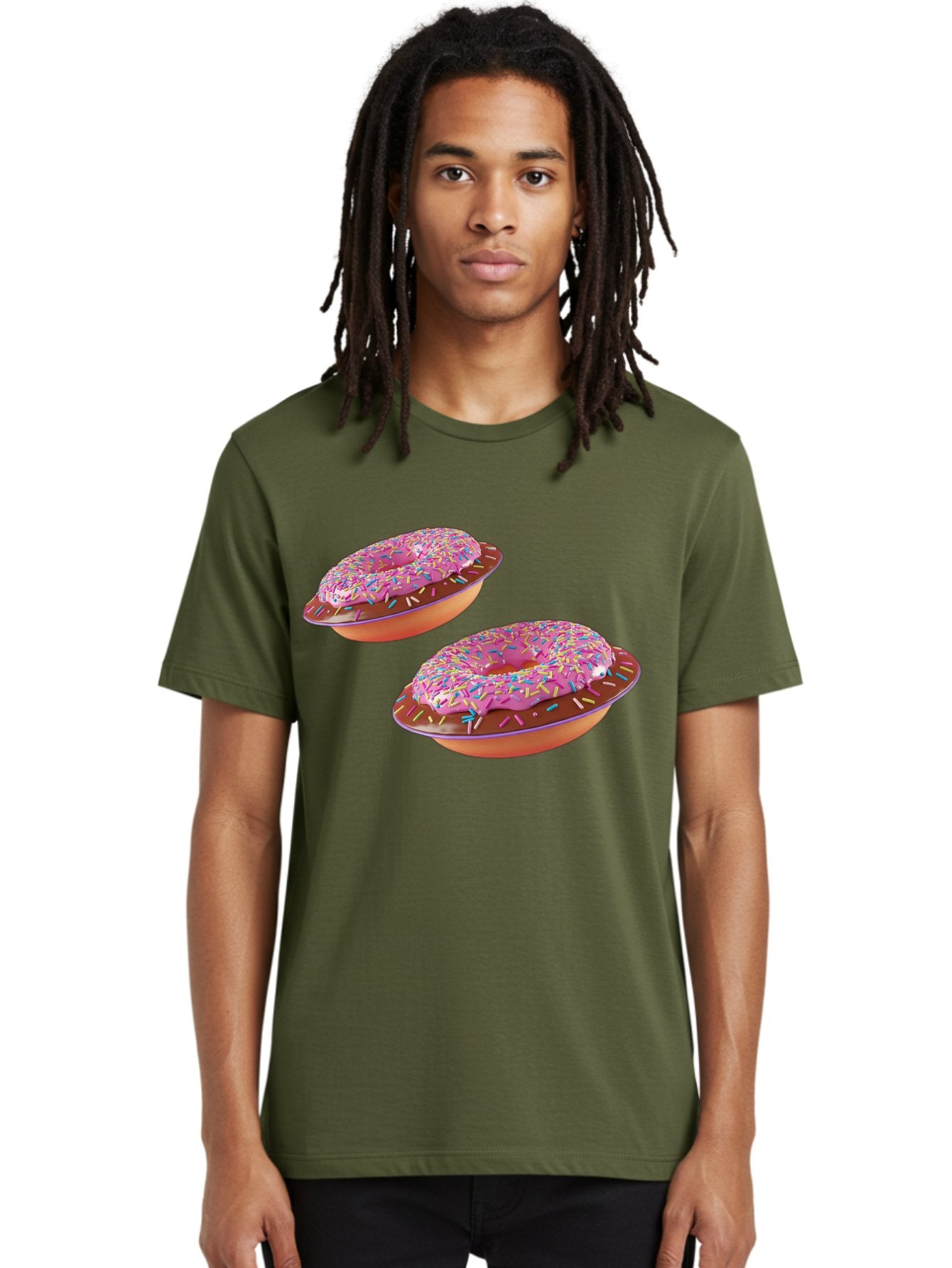 Donuts Men'S Graphic Tee, 100% Cotton, Comfortable Casual Summer Wear, Machine Washable, Donuts With Pink Frosting, Rainbow Sprinkles, Sweet Treats, Baked Goods, Colorful Desserts, Tasty Pastries, Indulgent Snacks Bab882 28