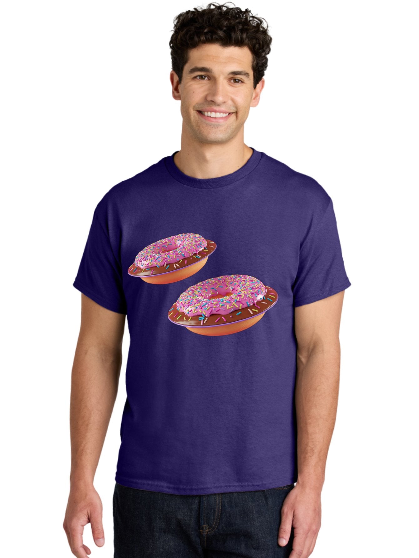 Donuts Men'S Graphic Tee, 100% Cotton, Comfortable Casual Summer Wear, Machine Washable, Donuts With Pink Frosting, Rainbow Sprinkles, Sweet Treats, Baked Goods, Colorful Desserts, Tasty Pastries, Indulgent Snacks Bab882 22