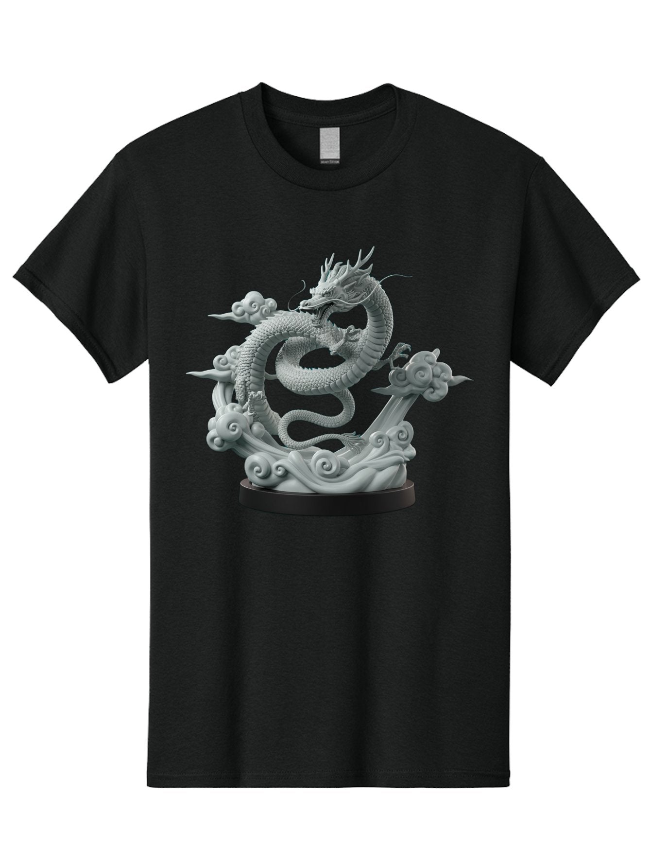 Dragon-Statue Men'S Graphic Tee, 100% Cotton, Comfortable Casual Summer Wear, Machine Washable, Dragon Sculpture, Mythical Creature, Chinese Culture, Figurine, 3D Model, Artistic Design, Symbolic Art, Decorative Figurine, Gray Stone Texture, Bab886 8