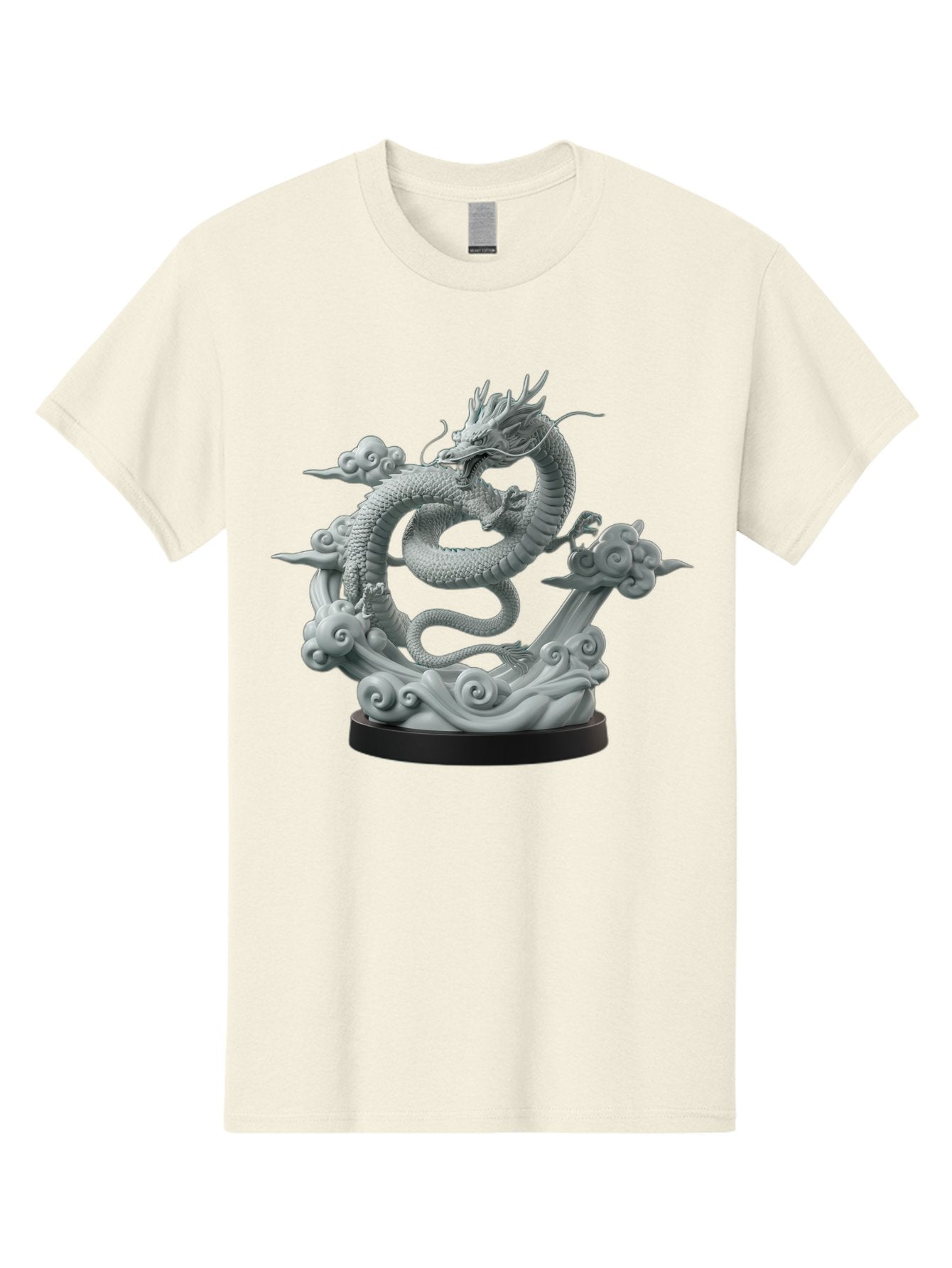 Dragon-Statue Men'S Graphic Tee, 100% Cotton, Comfortable Casual Summer Wear, Machine Washable, Dragon Sculpture, Mythical Creature, Chinese Culture, Figurine, 3D Model, Artistic Design, Symbolic Art, Decorative Figurine, Gray Stone Texture, Bab886 9