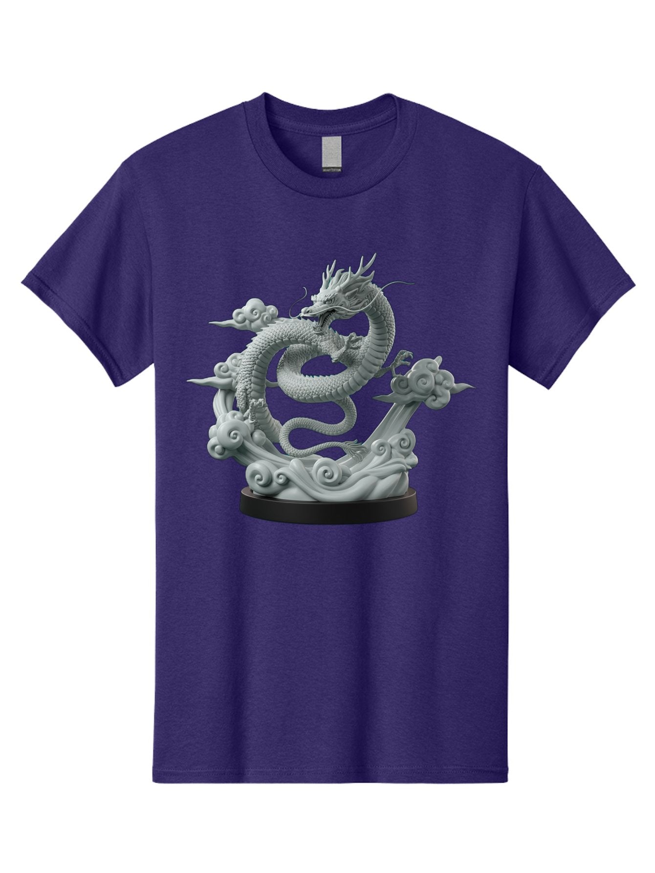 Dragon-Statue Men'S Graphic Tee, 100% Cotton, Comfortable Casual Summer Wear, Machine Washable, Dragon Sculpture, Mythical Creature, Chinese Culture, Figurine, 3D Model, Artistic Design, Symbolic Art, Decorative Figurine, Gray Stone Texture, Bab886 6