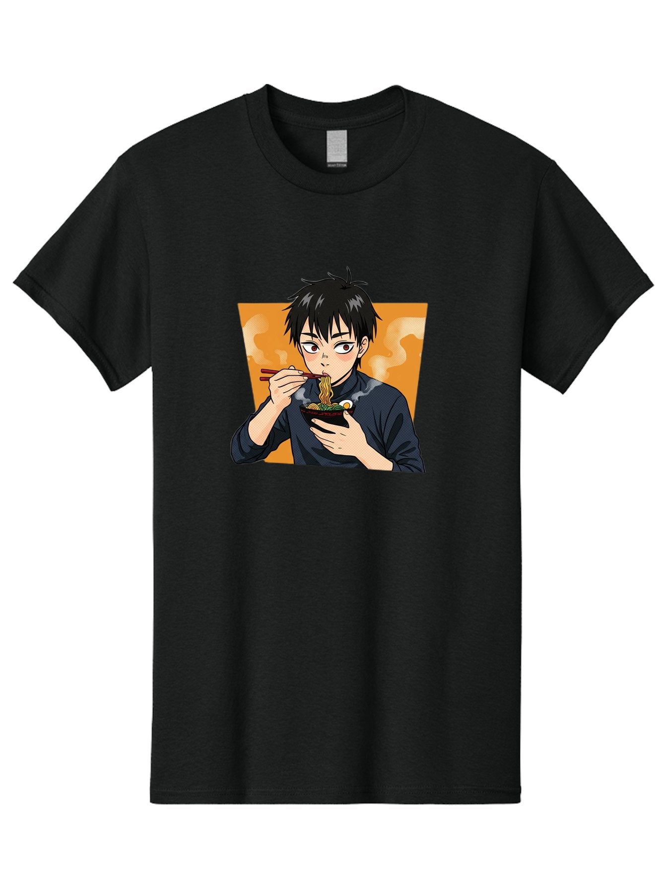 Eating-Ramen Men'S Graphic Tee, 100% Cotton, Comfortable Casual Summer Wear, Machine Washable, Anime Boy Eating Ramen, Steaming Hot Noodles, Chopsticks, Delicious Meal, Japanese Cuisine, Cartoon Style, Appetizing Food, Ramen Lover Bab887 6