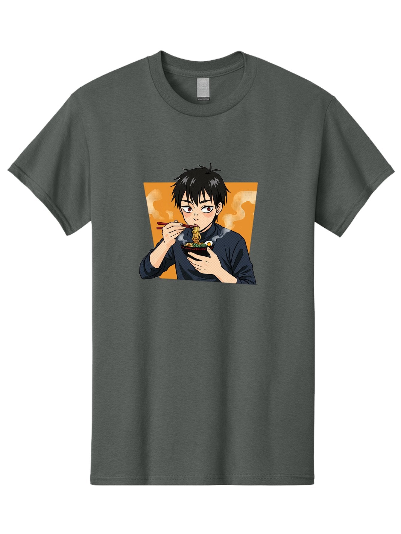 Eating-Ramen Men'S Graphic Tee, 100% Cotton, Comfortable Casual Summer Wear, Machine Washable, Anime Boy Eating Ramen, Steaming Hot Noodles, Chopsticks, Delicious Meal, Japanese Cuisine, Cartoon Style, Appetizing Food, Ramen Lover Bab887 5