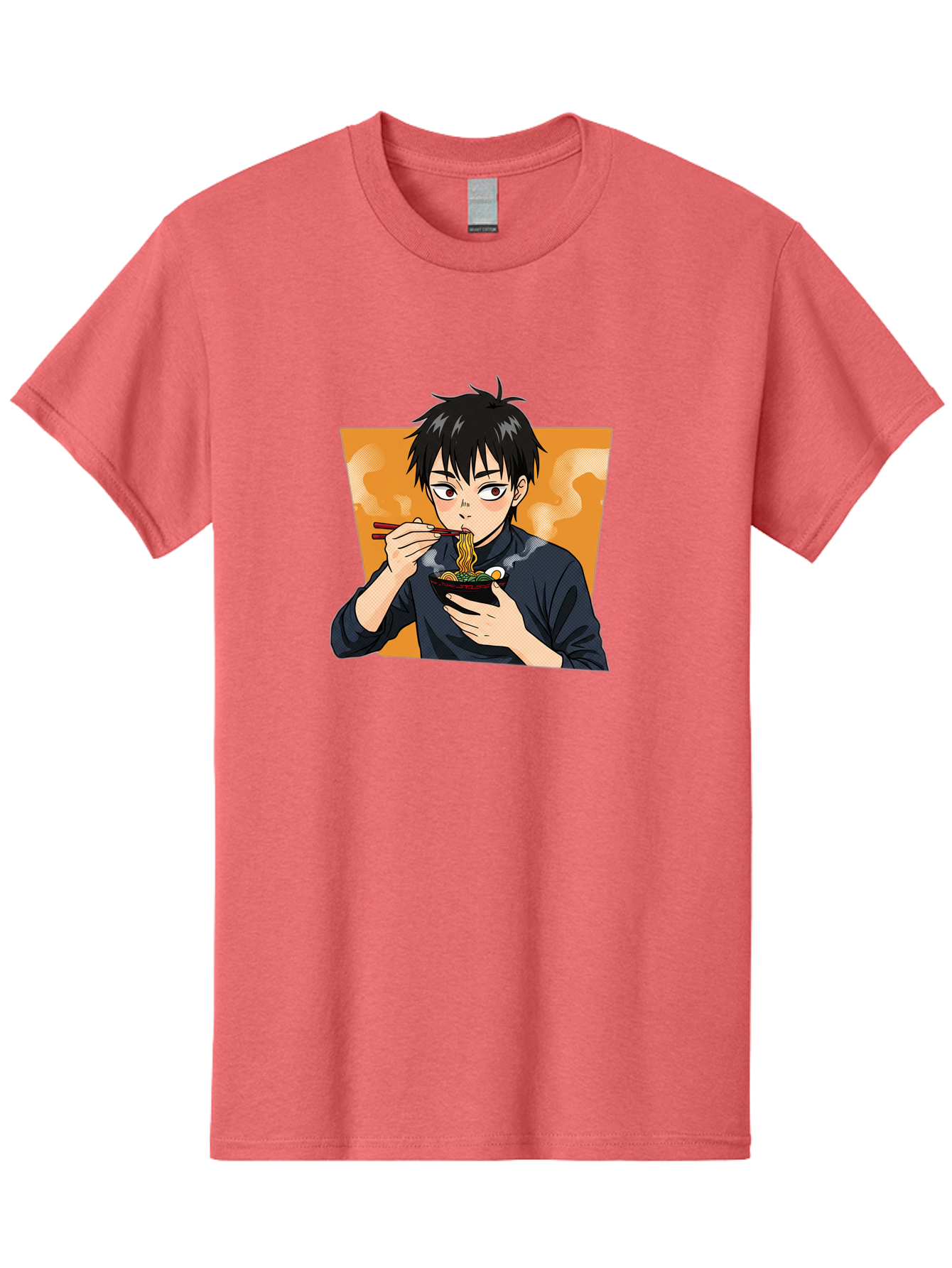 Eating-Ramen Men'S Graphic Tee, 100% Cotton, Comfortable Casual Summer Wear, Machine Washable, Anime Boy Eating Ramen, Steaming Hot Noodles, Chopsticks, Delicious Meal, Japanese Cuisine, Cartoon Style, Appetizing Food, Ramen Lover Bab887 5