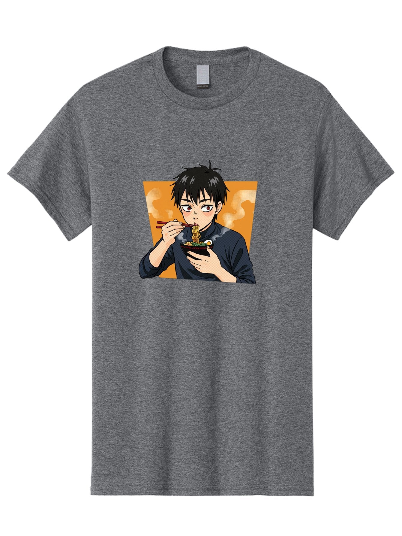 Eating-Ramen Men'S Graphic Tee, 100% Cotton, Comfortable Casual Summer Wear, Machine Washable, Anime Boy Eating Ramen, Steaming Hot Noodles, Chopsticks, Delicious Meal, Japanese Cuisine, Cartoon Style, Appetizing Food, Ramen Lover Bab887 4
