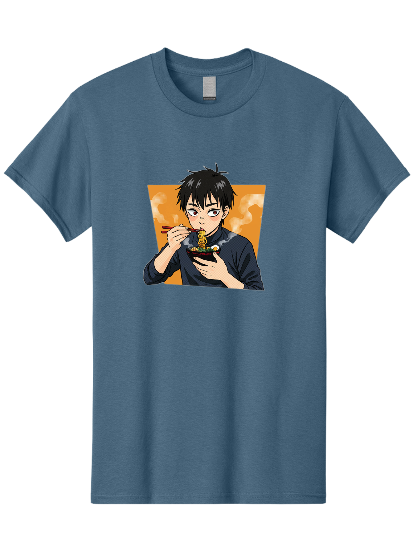 Eating-Ramen Men'S Graphic Tee, 100% Cotton, Comfortable Casual Summer Wear, Machine Washable, Anime Boy Eating Ramen, Steaming Hot Noodles, Chopsticks, Delicious Meal, Japanese Cuisine, Cartoon Style, Appetizing Food, Ramen Lover Bab887 4