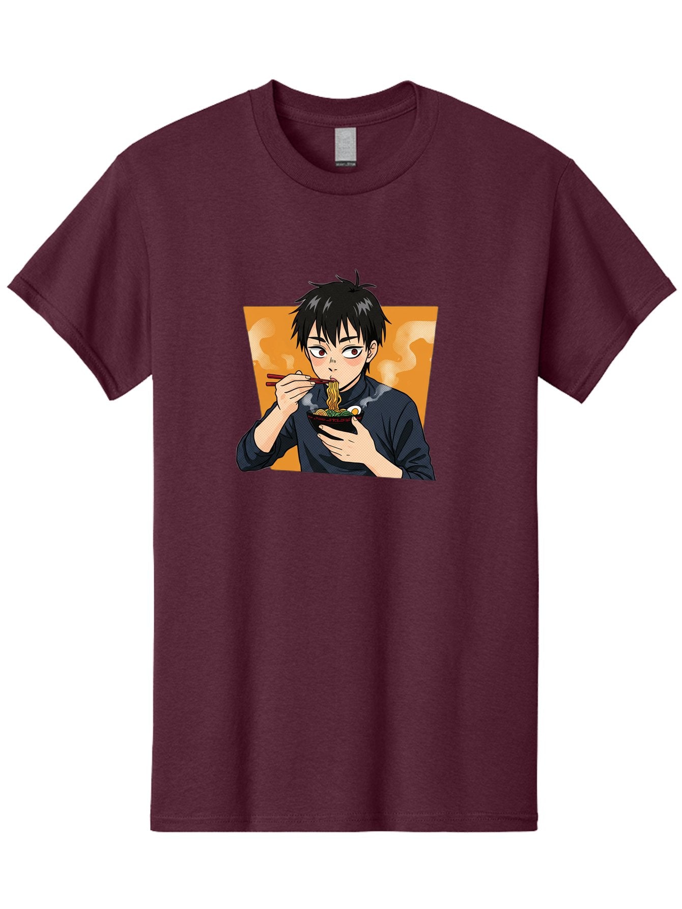 Eating-Ramen Men'S Graphic Tee, 100% Cotton, Comfortable Casual Summer Wear, Machine Washable, Anime Boy Eating Ramen, Steaming Hot Noodles, Chopsticks, Delicious Meal, Japanese Cuisine, Cartoon Style, Appetizing Food, Ramen Lover Bab887 14