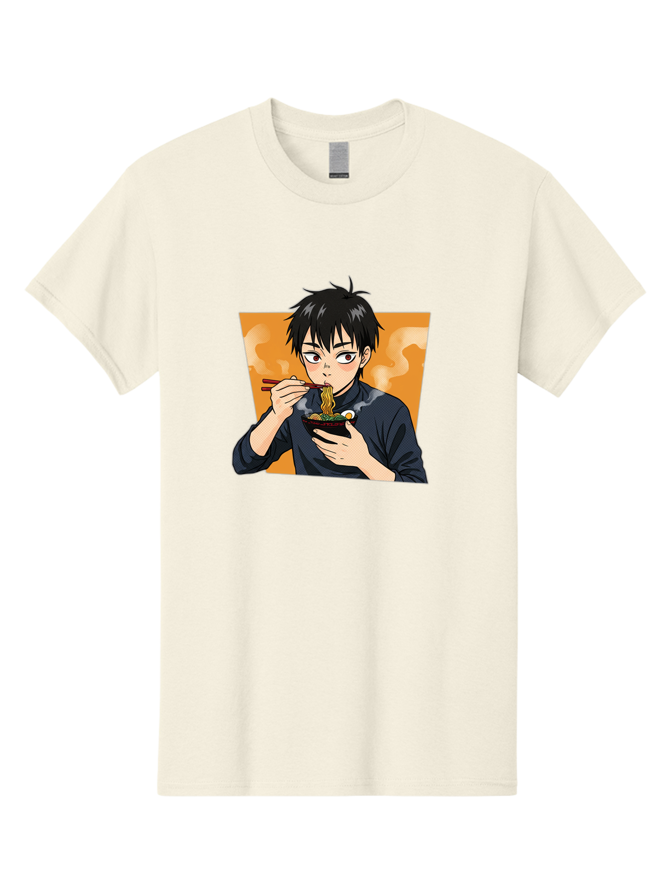 Eating-Ramen Men'S Graphic Tee, 100% Cotton, Comfortable Casual Summer Wear, Machine Washable, Anime Boy Eating Ramen, Steaming Hot Noodles, Chopsticks, Delicious Meal, Japanese Cuisine, Cartoon Style, Appetizing Food, Ramen Lover Bab887 15