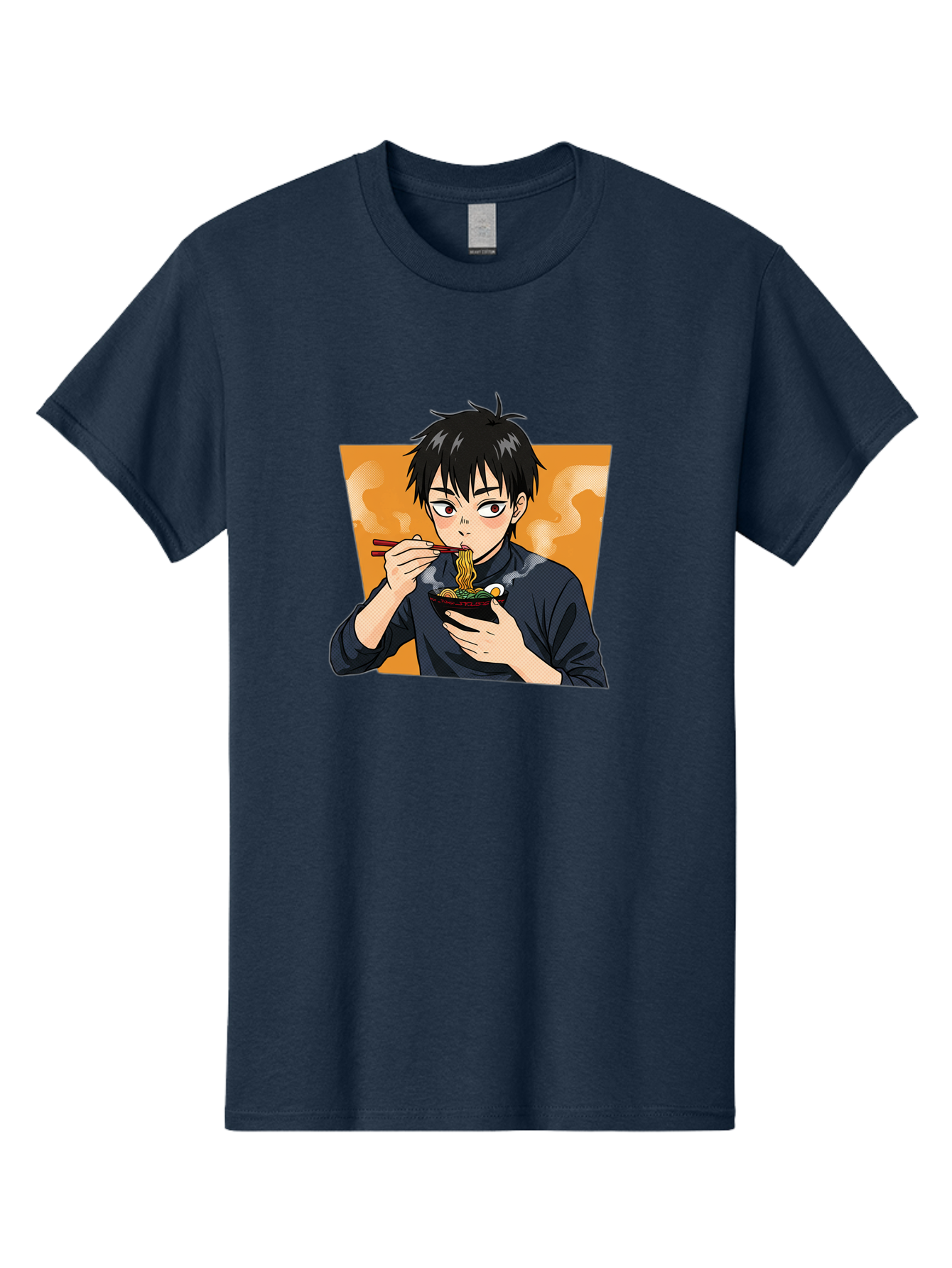 Eating-Ramen Men'S Graphic Tee, 100% Cotton, Comfortable Casual Summer Wear, Machine Washable, Anime Boy Eating Ramen, Steaming Hot Noodles, Chopsticks, Delicious Meal, Japanese Cuisine, Cartoon Style, Appetizing Food, Ramen Lover Bab887 6