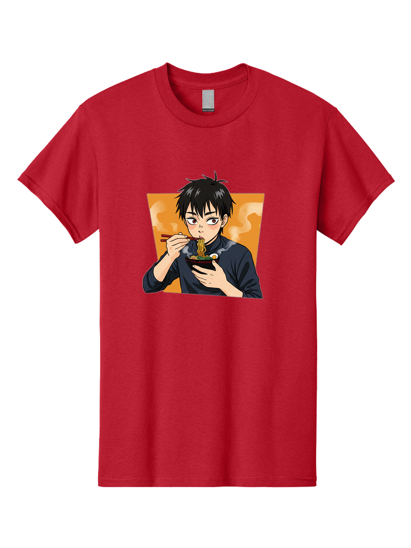 Eating-Ramen Men'S Graphic Tee, 100% Cotton, Comfortable Casual Summer Wear, Machine Washable, Anime Boy Eating Ramen, Steaming Hot Noodles, Chopsticks, Delicious Meal, Japanese Cuisine, Cartoon Style, Appetizing Food, Ramen Lover Bab887 13