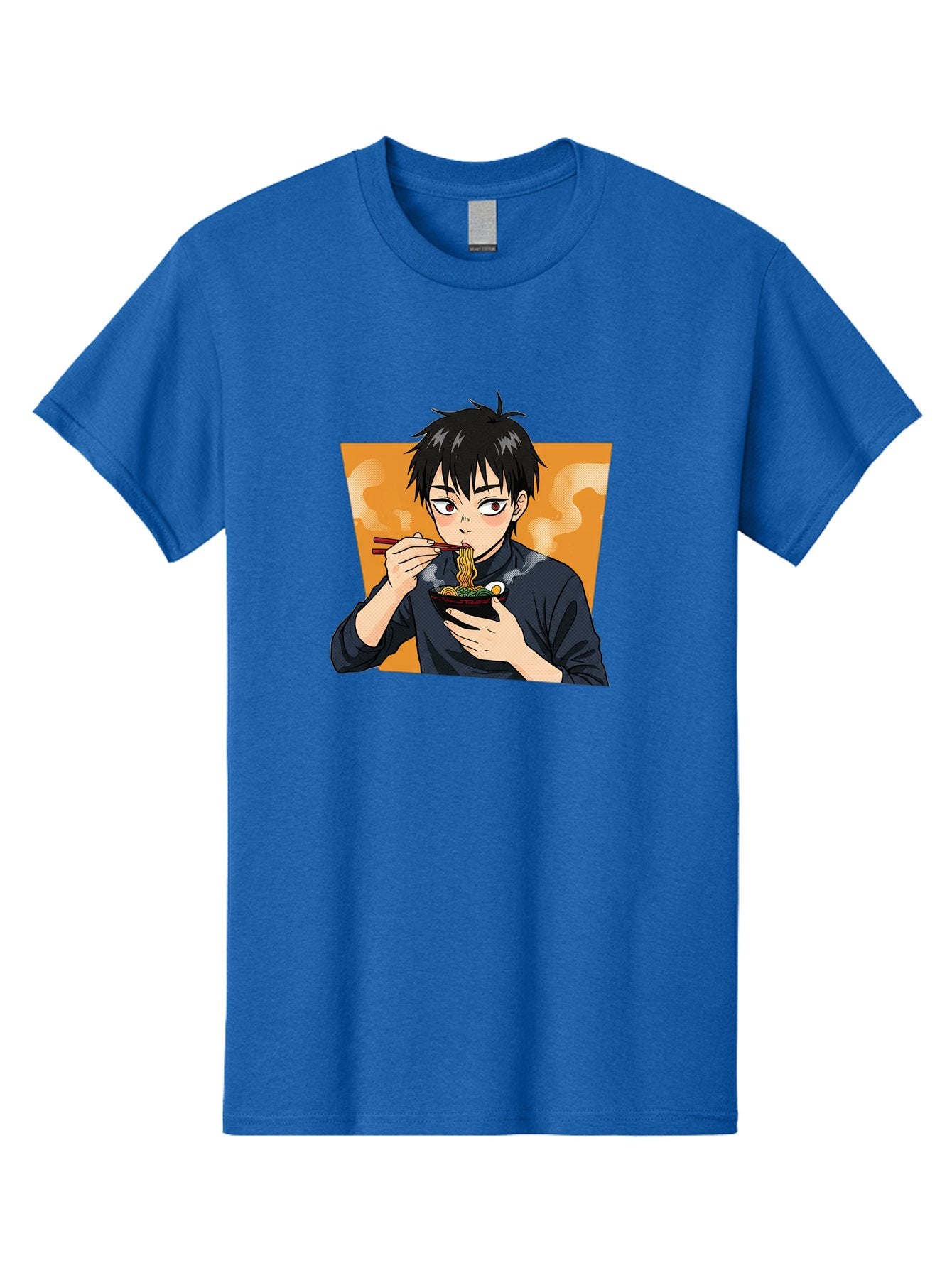 Eating-Ramen Men'S Graphic Tee, 100% Cotton, Comfortable Casual Summer Wear, Machine Washable, Anime Boy Eating Ramen, Steaming Hot Noodles, Chopsticks, Delicious Meal, Japanese Cuisine, Cartoon Style, Appetizing Food, Ramen Lover Bab887 15