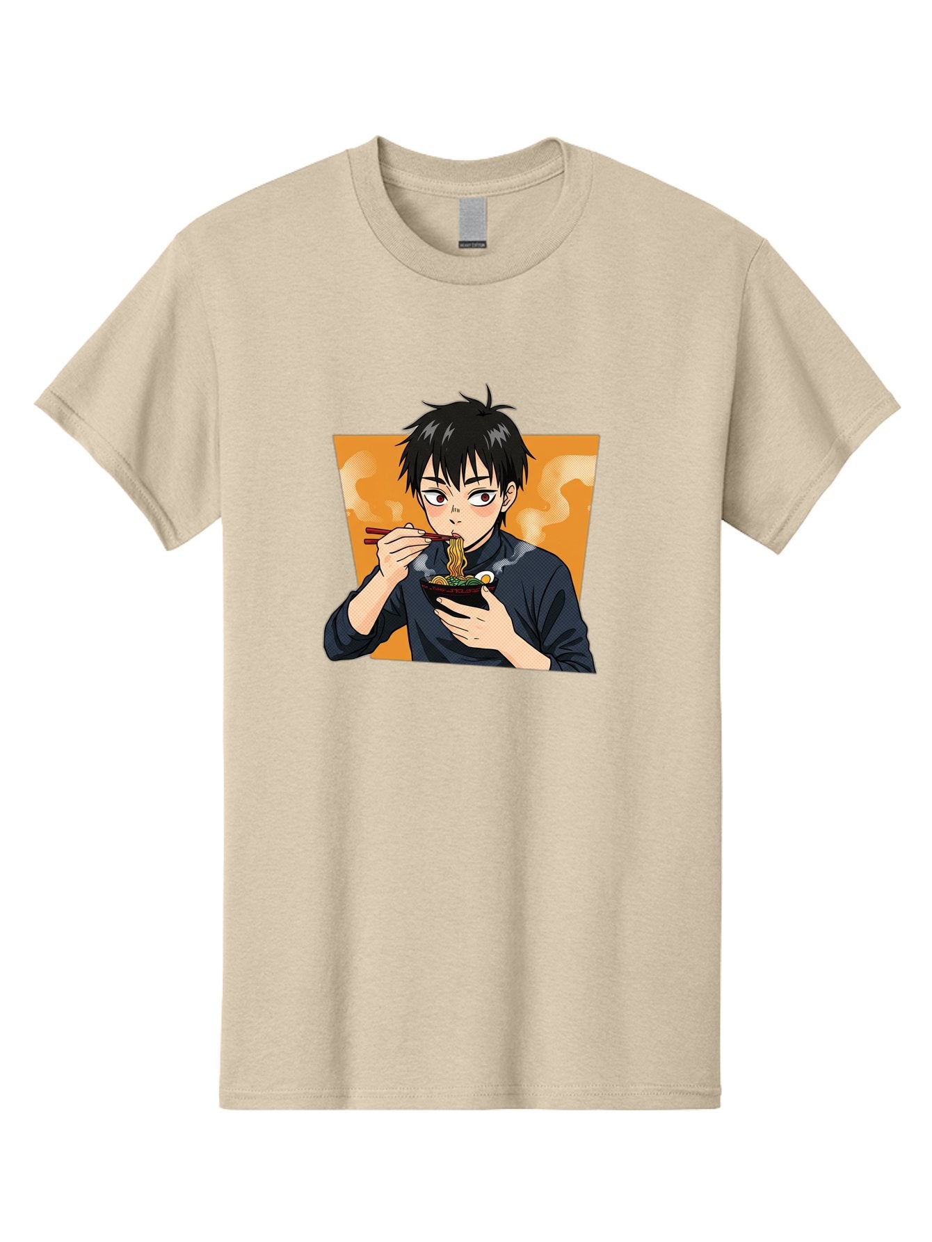 Eating-Ramen Men'S Graphic Tee, 100% Cotton, Comfortable Casual Summer Wear, Machine Washable, Anime Boy Eating Ramen, Steaming Hot Noodles, Chopsticks, Delicious Meal, Japanese Cuisine, Cartoon Style, Appetizing Food, Ramen Lover Bab887 12