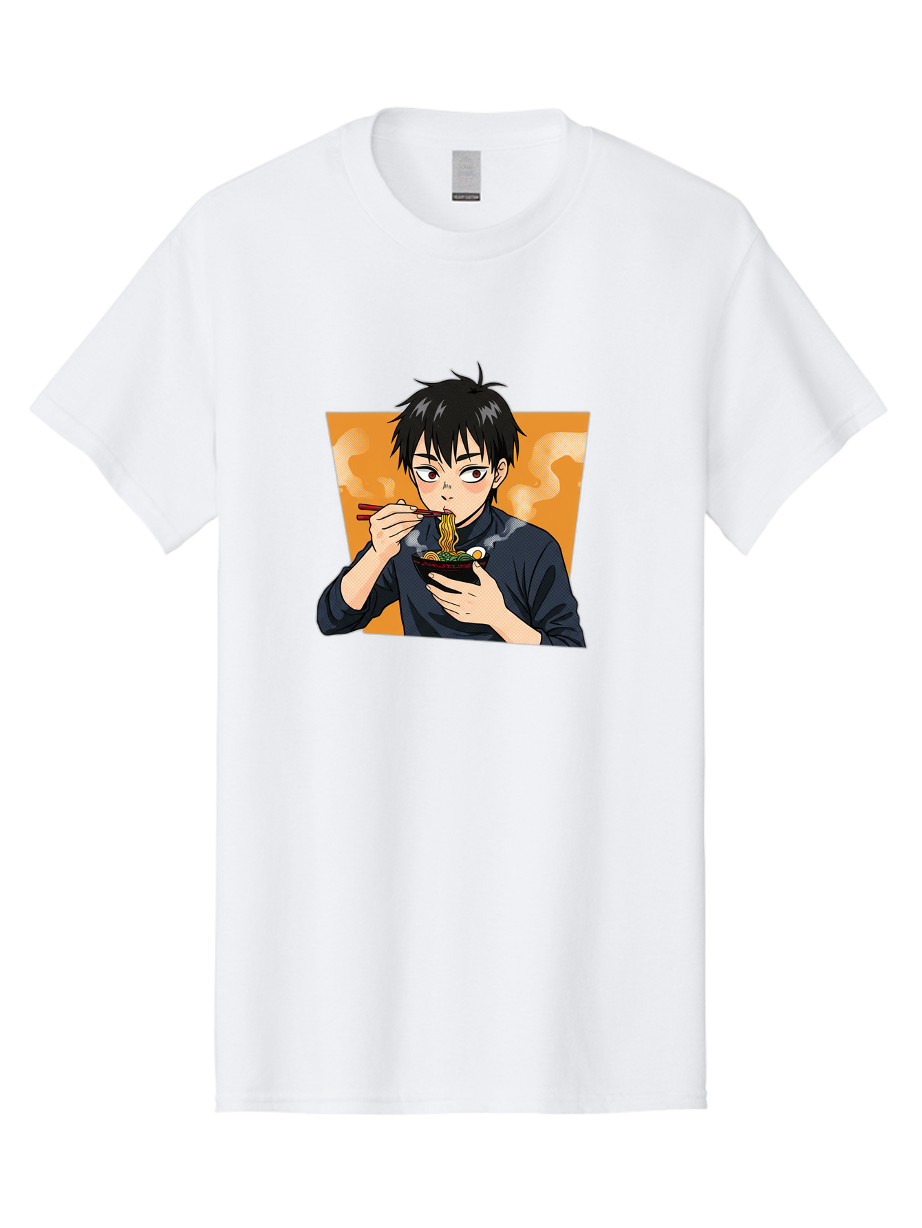 Eating-Ramen Men'S Graphic Tee, 100% Cotton, Comfortable Casual Summer Wear, Machine Washable, Anime Boy Eating Ramen, Steaming Hot Noodles, Chopsticks, Delicious Meal, Japanese Cuisine, Cartoon Style, Appetizing Food, Ramen Lover Bab887 9