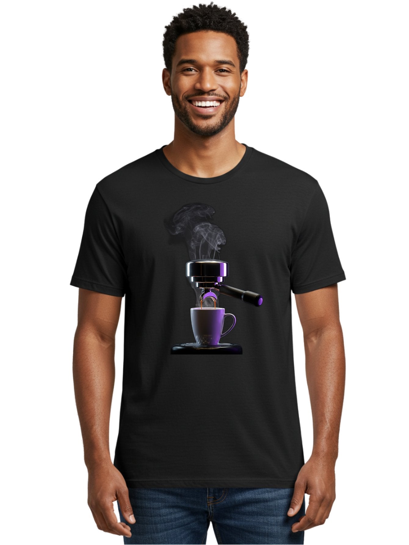 Espresso-Machine Men'S Graphic Tee, 100% Cotton, Comfortable Casual Summer Wear, Machine Washable, Espresso Machine, Coffee Cup, Steam Rising, Coffee Brewing, Black Coffee, Cafe Culture, Coffee Art, Morning Coffee, Espresso Shot, Coffee Time Bab890 18
