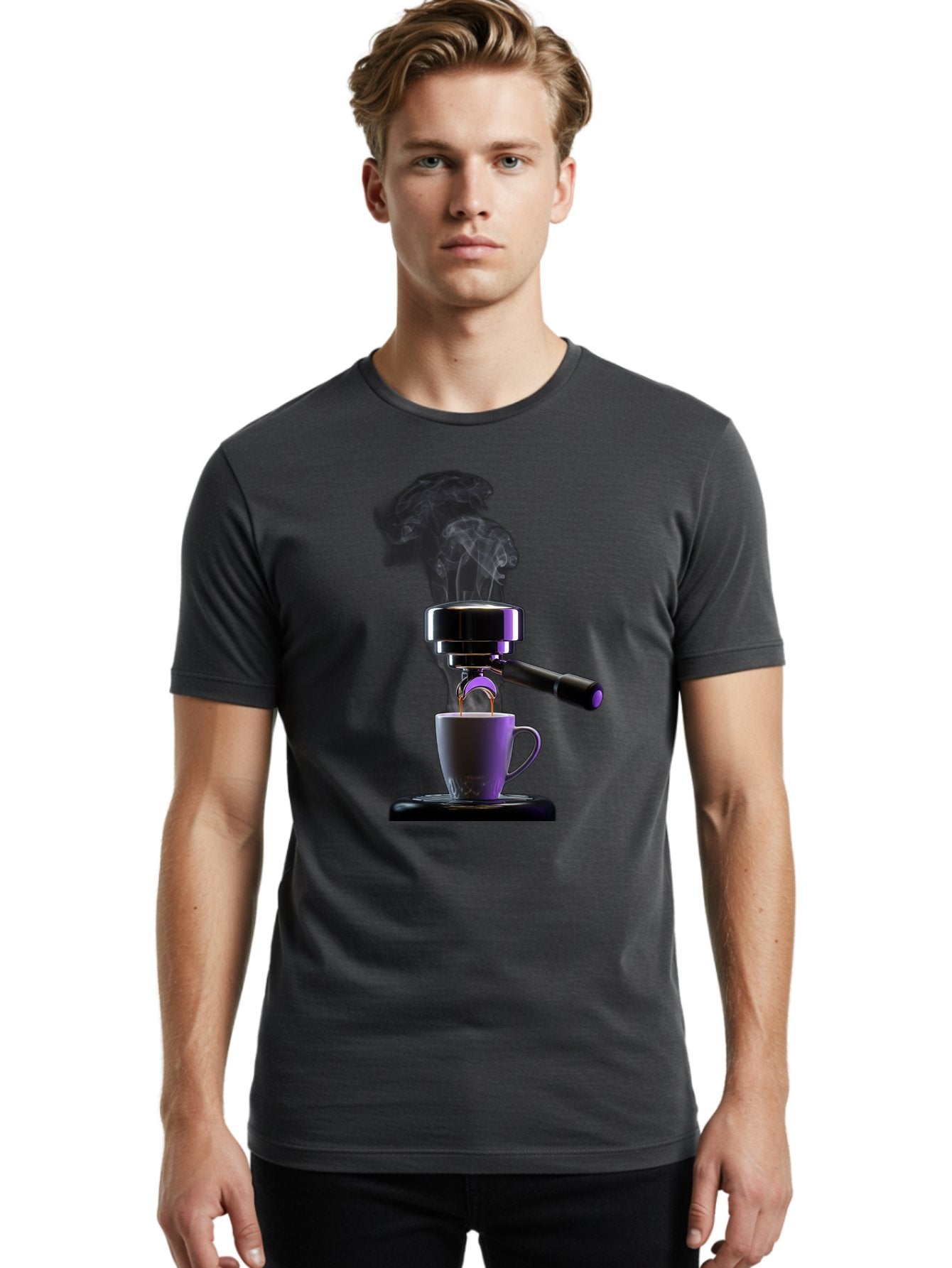 Espresso-Machine Men'S Graphic Tee, 100% Cotton, Comfortable Casual Summer Wear, Machine Washable, Espresso Machine, Coffee Cup, Steam Rising, Coffee Brewing, Black Coffee, Cafe Culture, Coffee Art, Morning Coffee, Espresso Shot, Coffee Time Bab890 22