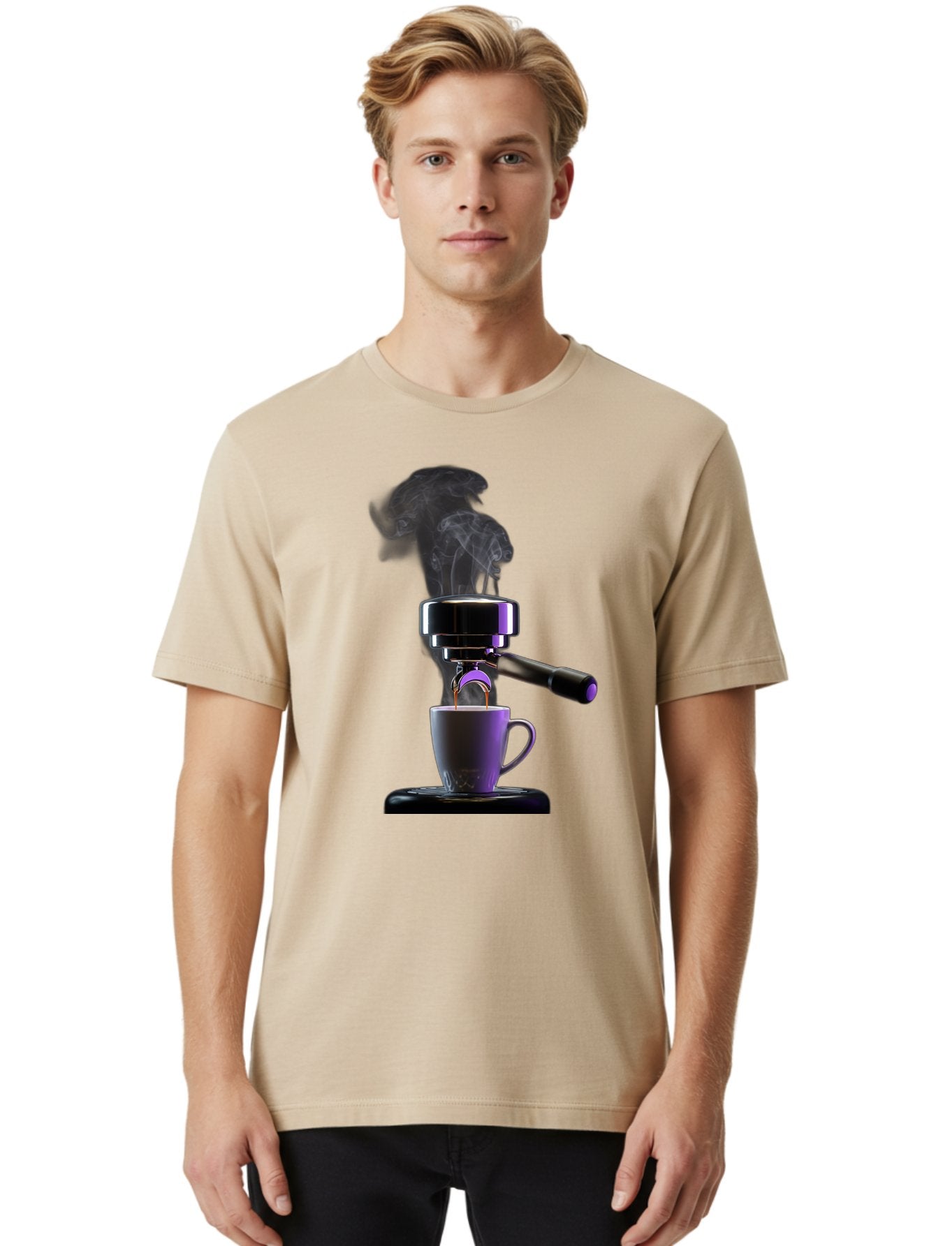 Espresso-Machine Men'S Graphic Tee, 100% Cotton, Comfortable Casual Summer Wear, Machine Washable, Espresso Machine, Coffee Cup, Steam Rising, Coffee Brewing, Black Coffee, Cafe Culture, Coffee Art, Morning Coffee, Espresso Shot, Coffee Time Bab890 24