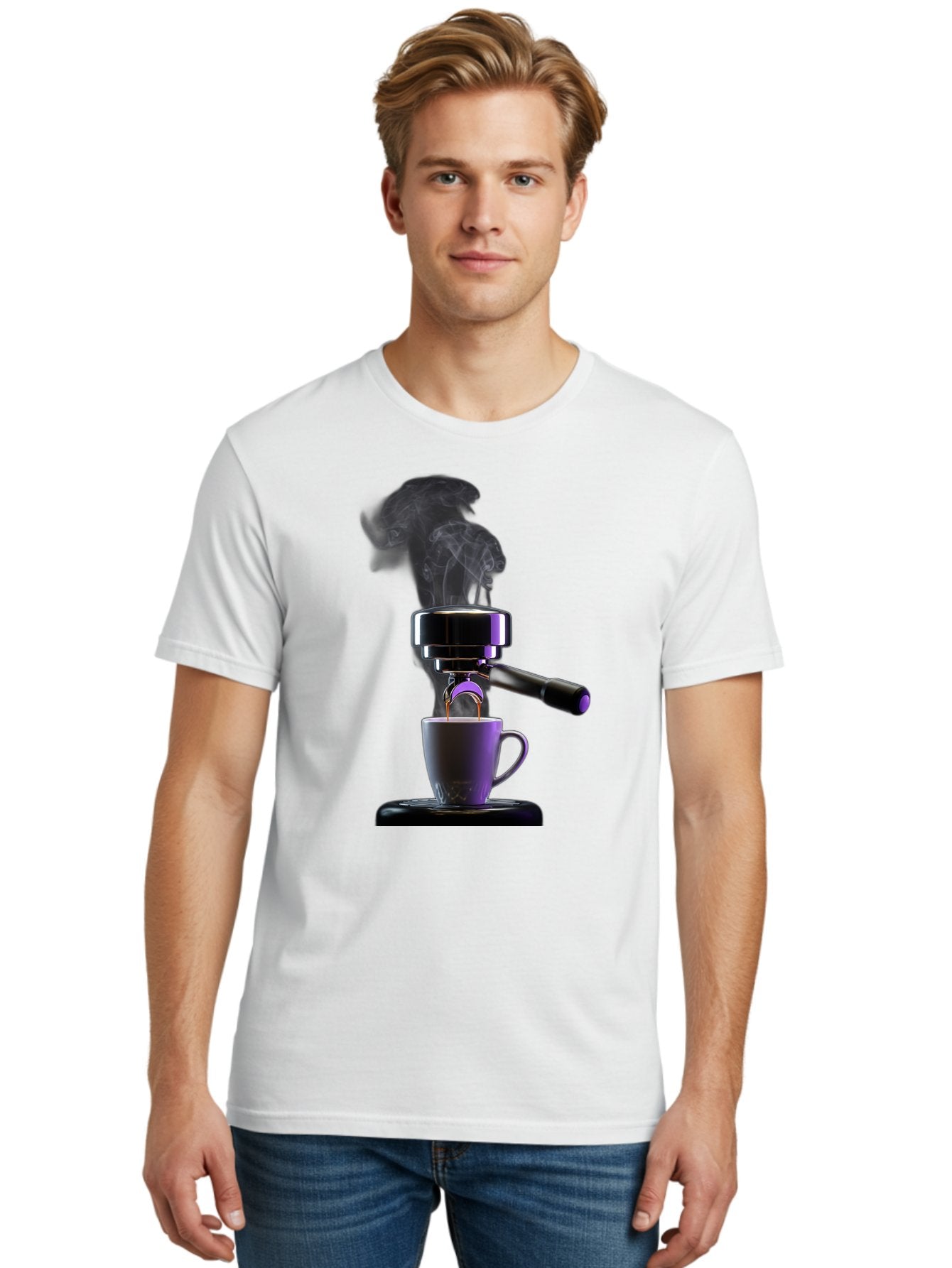 Espresso-Machine Men'S Graphic Tee, 100% Cotton, Comfortable Casual Summer Wear, Machine Washable, Espresso Machine, Coffee Cup, Steam Rising, Coffee Brewing, Black Coffee, Cafe Culture, Coffee Art, Morning Coffee, Espresso Shot, Coffee Time Bab890 21