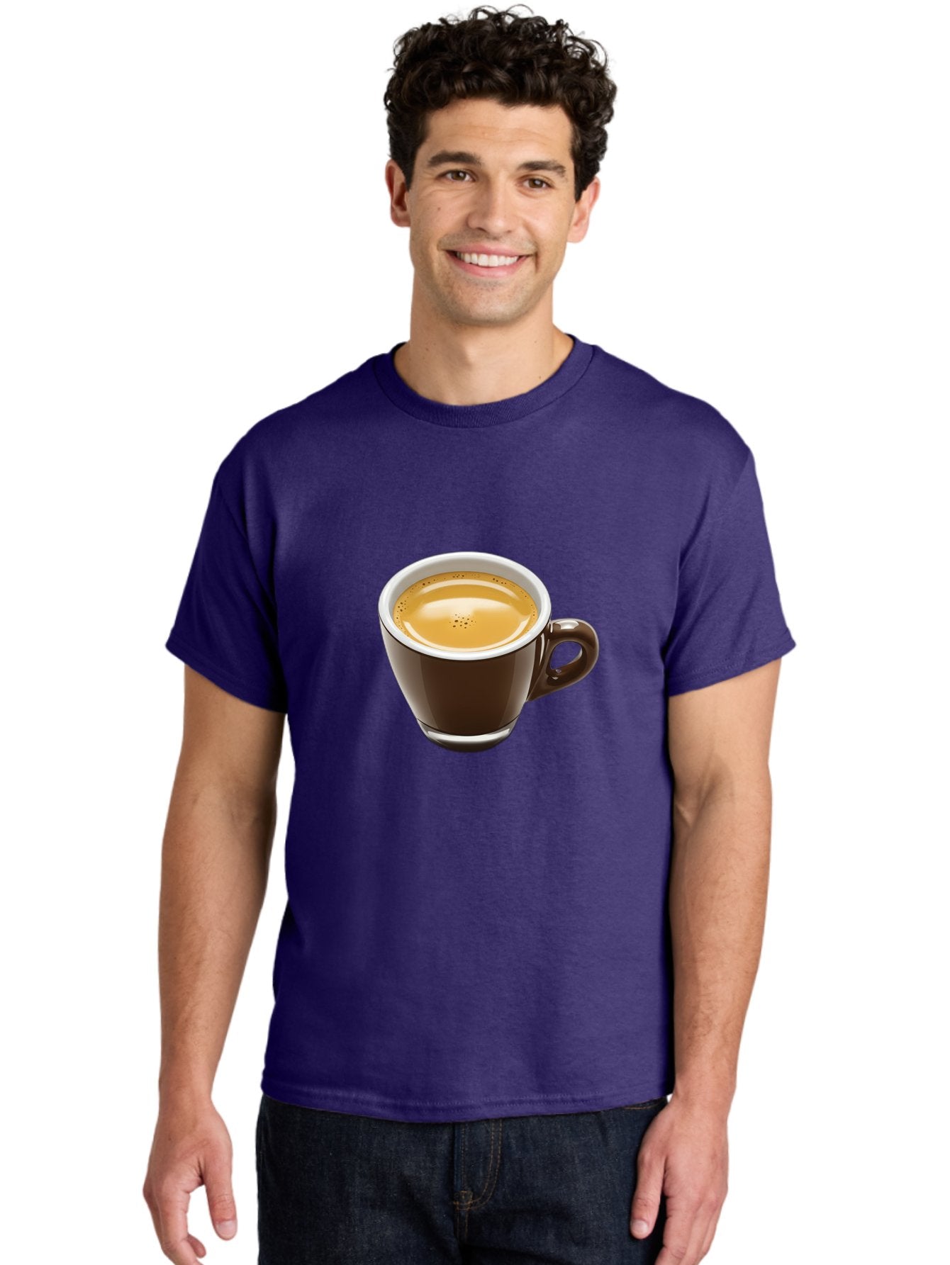 Espresso Men'S Graphic Tee, 100% Cotton, Comfortable Casual Summer Wear, Machine Washable, Coffee Cup, Espresso, Morning Coffee, Crema On Top, Coffee Beverage, Brown Ceramic Cup, Coffee Culture Bab894 16