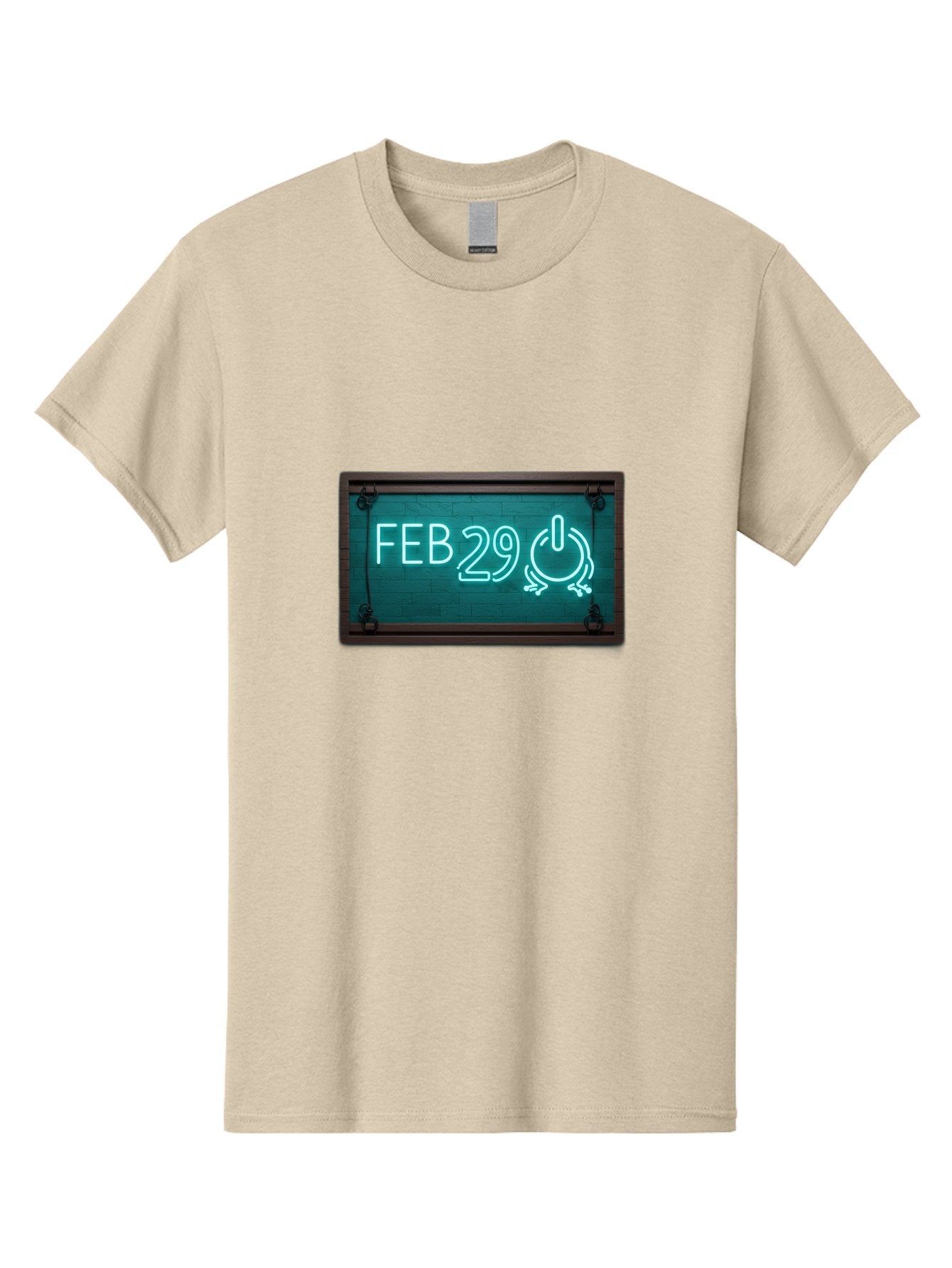 Feb-29-1 Men'S Graphic Tee, 100% Cotton, Comfortable Casual Summer Wear, Machine Washable, Leap Day, February 29, Neon Sign, Retro Advertisement, Blackboard Style, Clock, Time, Countdown, Holiday Concept, Calendar Date Bab896