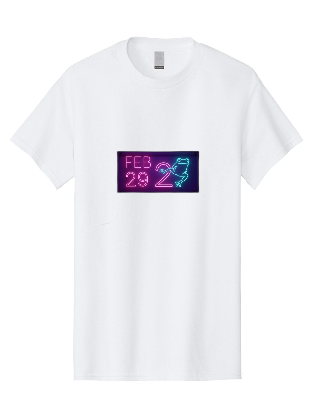 Feb-29-2 Men'S Graphic Tee, 100% Cotton, Comfortable Casual Summer Wear, Machine Washable, Leap Day, February 29, Neon Sign, Pink And Blue Neon, Frog Illustration, Unique Date, Quirky Design, Purple Background Bab897 14