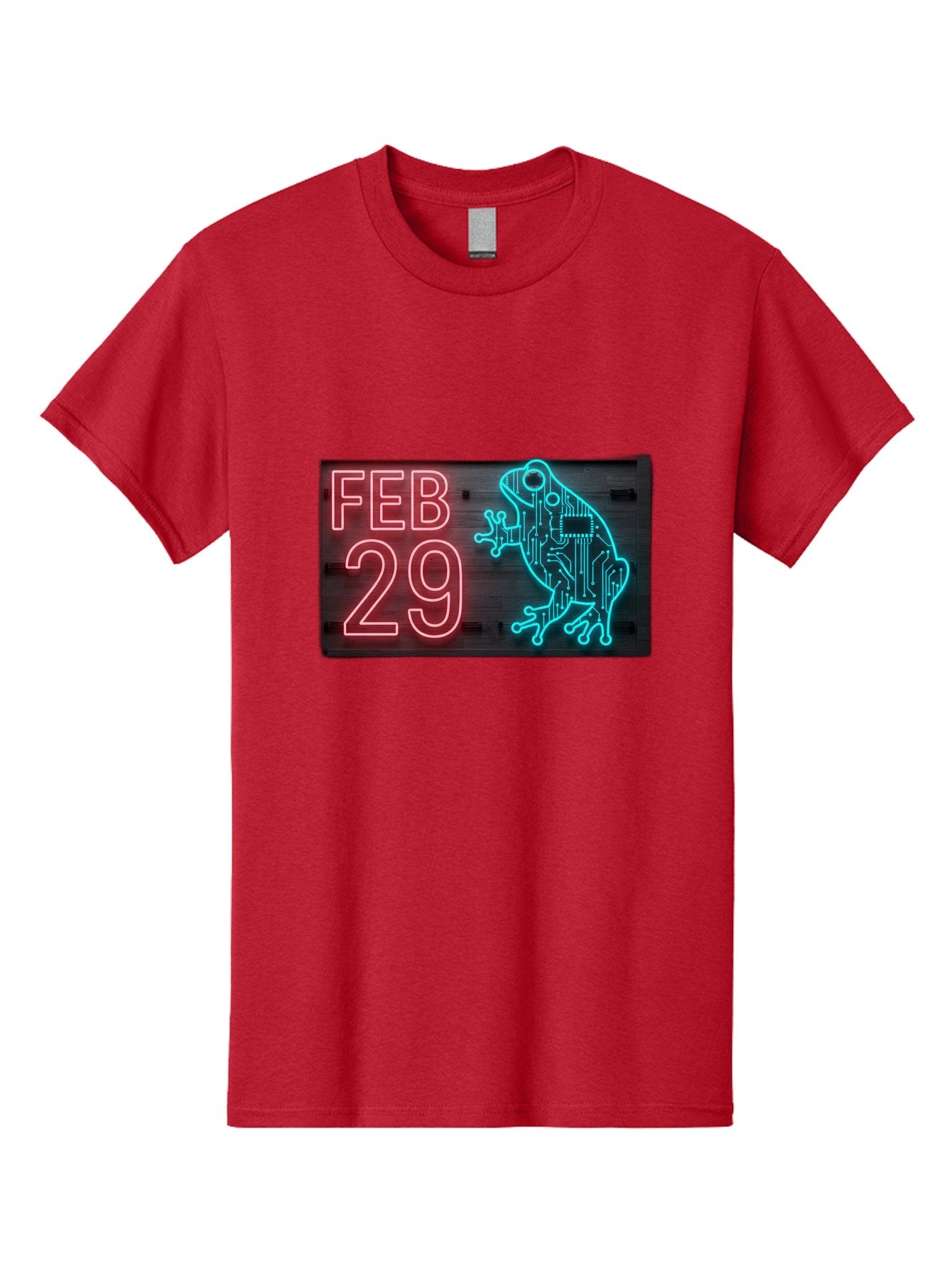 Feb-29-3 Men'S Graphic Tee, 100% Cotton, Comfortable Casual Summer Wear, Machine Washable, Neon Sign, Cyberpunk Frog, Futuristic Design, February 29, Robotic Amphibian, Tech-Inspired Art, Futuristic Creature, Circuit Frog, Glowing Neon, Bab898 10