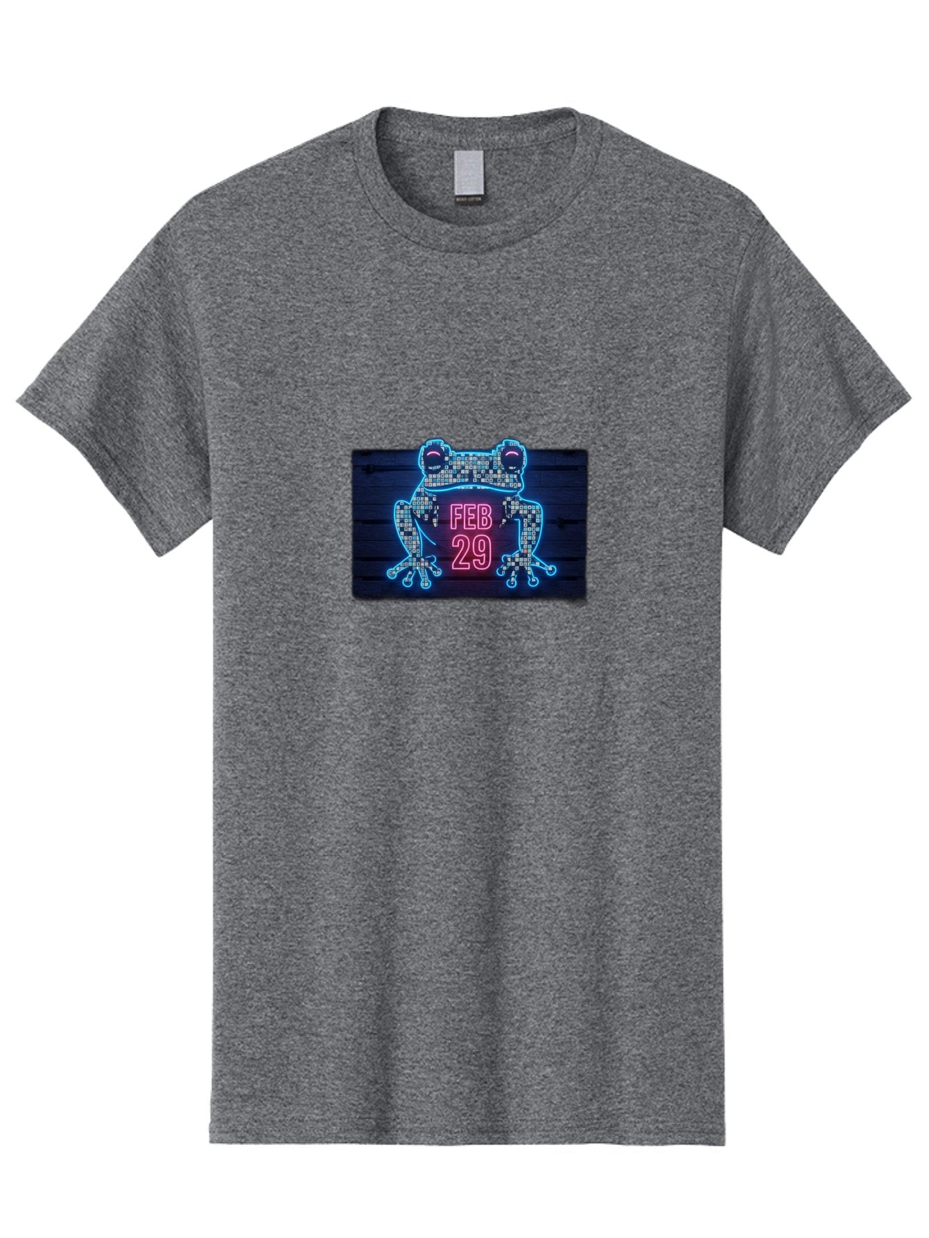 Feb-29-Frog-Neon-Sign Men'S Graphic Tee, 100% Cotton, Comfortable Casual Summer Wear, Machine Washable, Neon Frog Sign, Leap Day Symbol, Retro Style, Glowing Effect, Frog Silhouette, Date Display, Unique Decor, Nostalgic Vibe, Led Art, Bab899 8