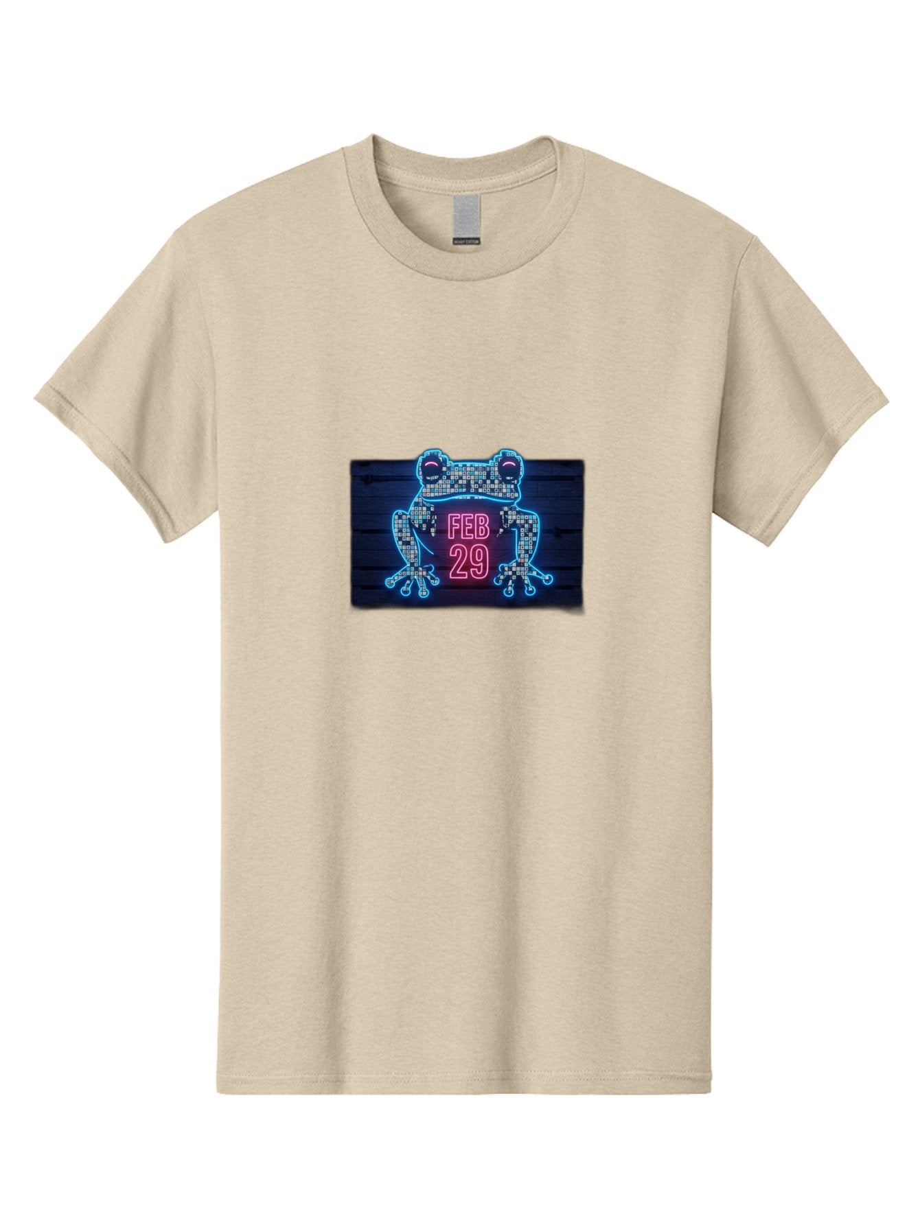 Feb-29-Frog-Neon-Sign Men'S Graphic Tee, 100% Cotton, Comfortable Casual Summer Wear, Machine Washable, Neon Frog Sign, Leap Day Symbol, Retro Style, Glowing Effect, Frog Silhouette, Date Display, Unique Decor, Nostalgic Vibe, Led Art, Bab899 4