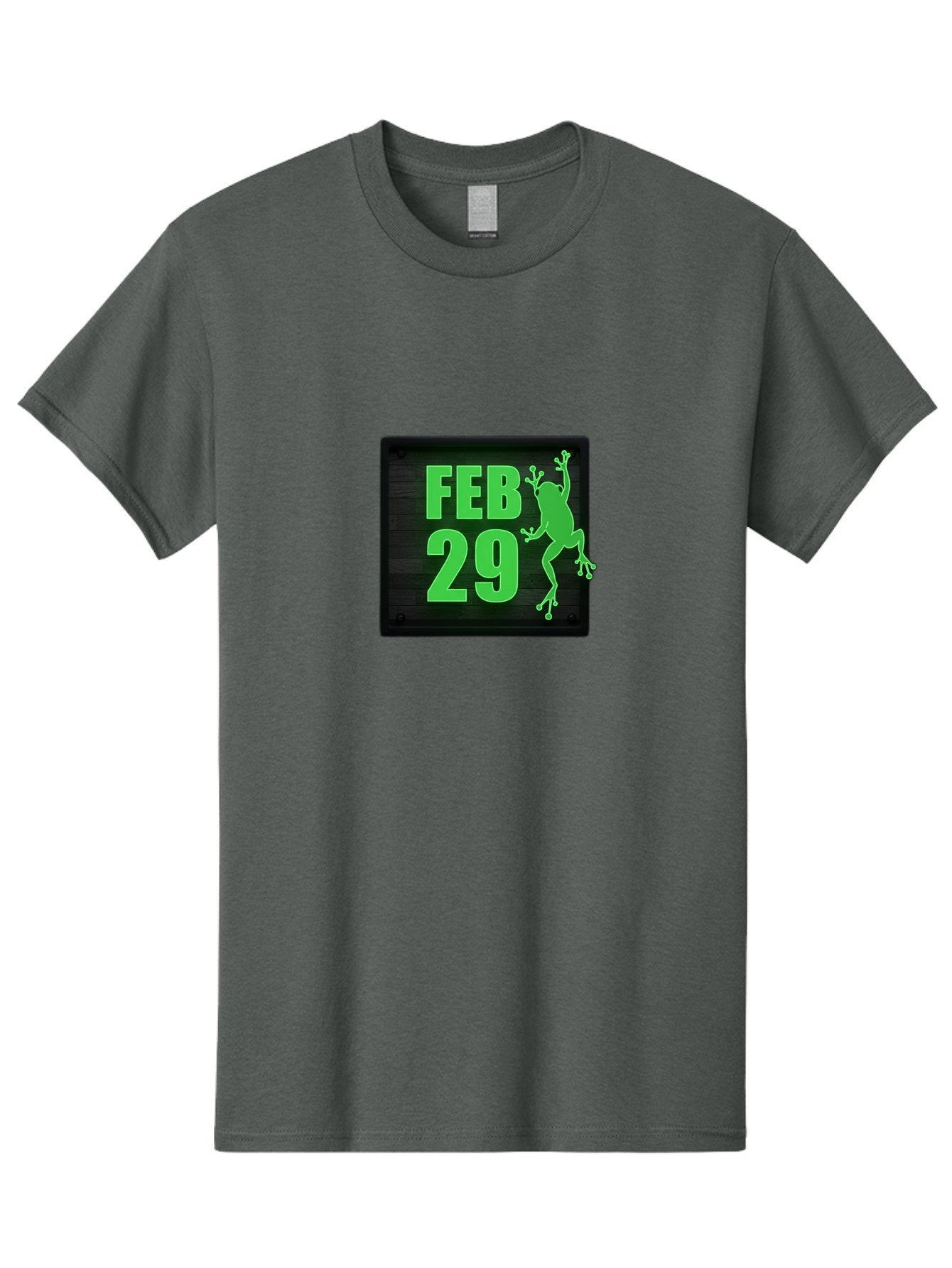 Feb-29 Men'S Graphic Tee, 100% Cotton, Comfortable Casual Summer Wear, Machine Washable, February 29, Leap Day, Frog Silhouette, Green Text, Black Sign, Fun Design, Quirky Graphics, Festive Elements, Unique Calendar Date Bab900 15