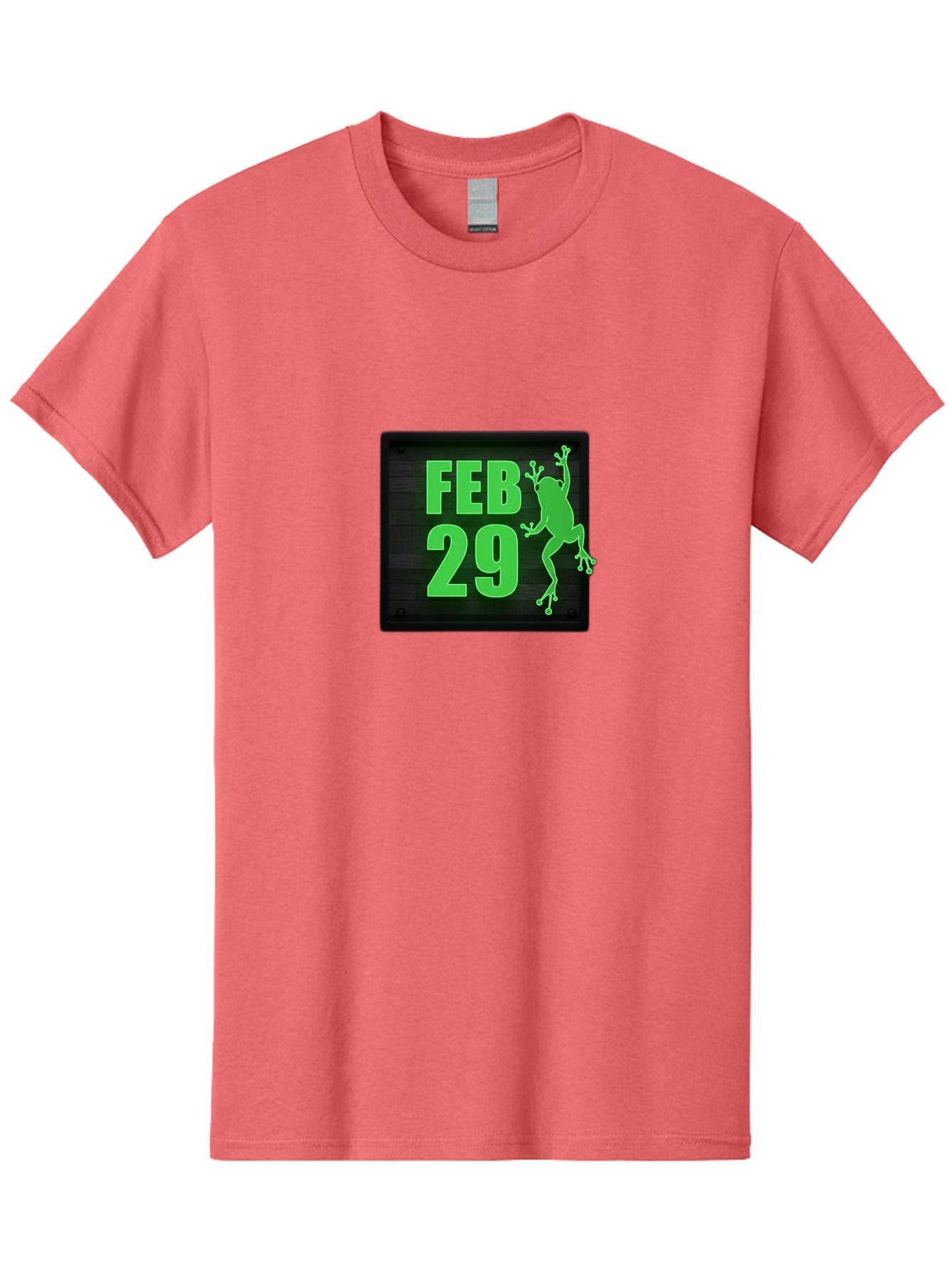 Feb-29 Men'S Graphic Tee, 100% Cotton, Comfortable Casual Summer Wear, Machine Washable, February 29, Leap Day, Frog Silhouette, Green Text, Black Sign, Fun Design, Quirky Graphics, Festive Elements, Unique Calendar Date Bab900