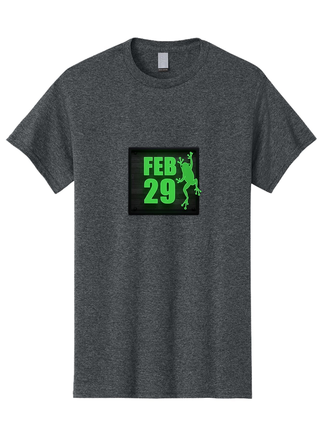 Feb-29 Men'S Graphic Tee, 100% Cotton, Comfortable Casual Summer Wear, Machine Washable, February 29, Leap Day, Frog Silhouette, Green Text, Black Sign, Fun Design, Quirky Graphics, Festive Elements, Unique Calendar Date Bab900 13