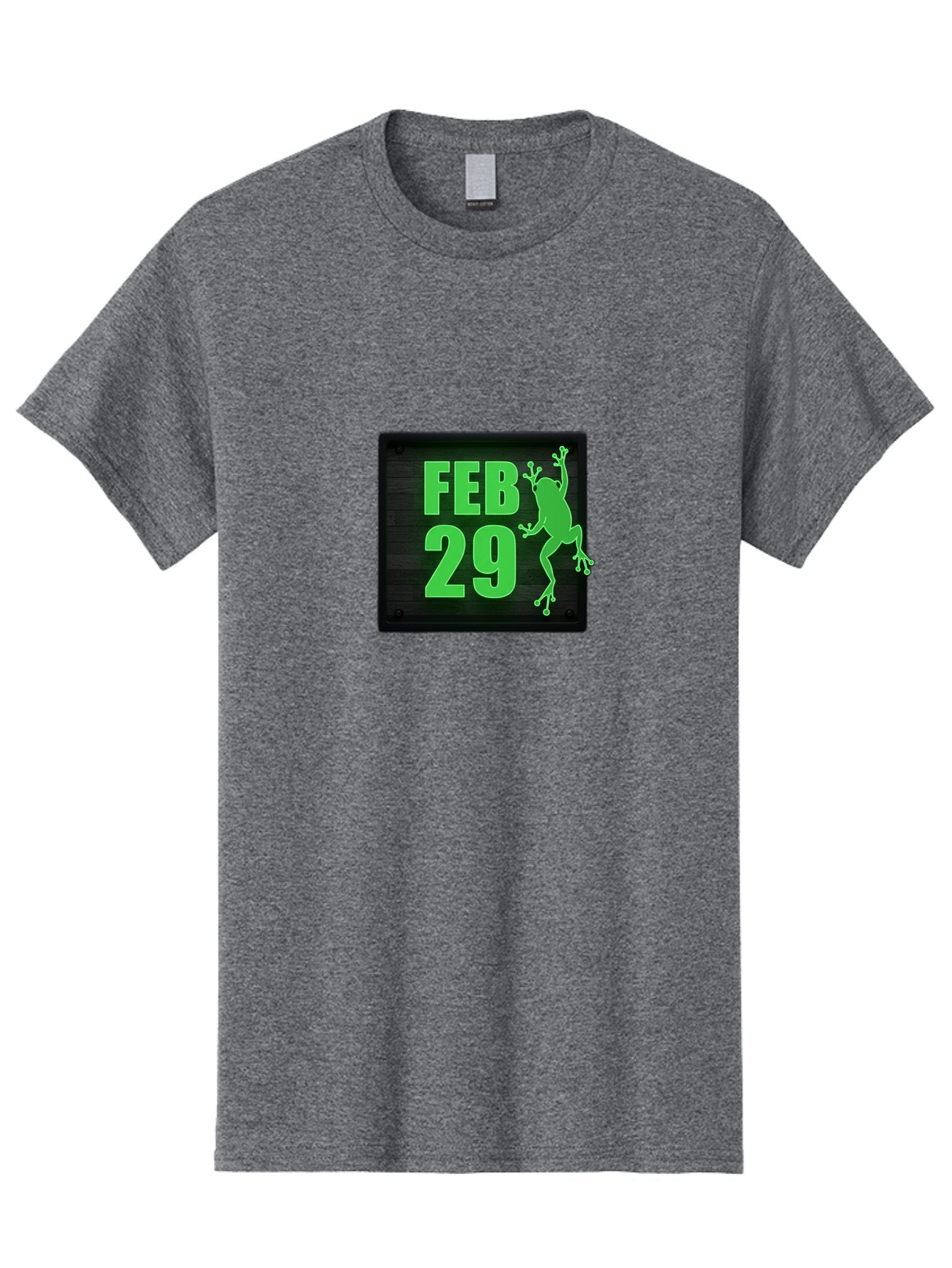 Feb-29 Men'S Graphic Tee, 100% Cotton, Comfortable Casual Summer Wear, Machine Washable, February 29, Leap Day, Frog Silhouette, Green Text, Black Sign, Fun Design, Quirky Graphics, Festive Elements, Unique Calendar Date Bab900 12