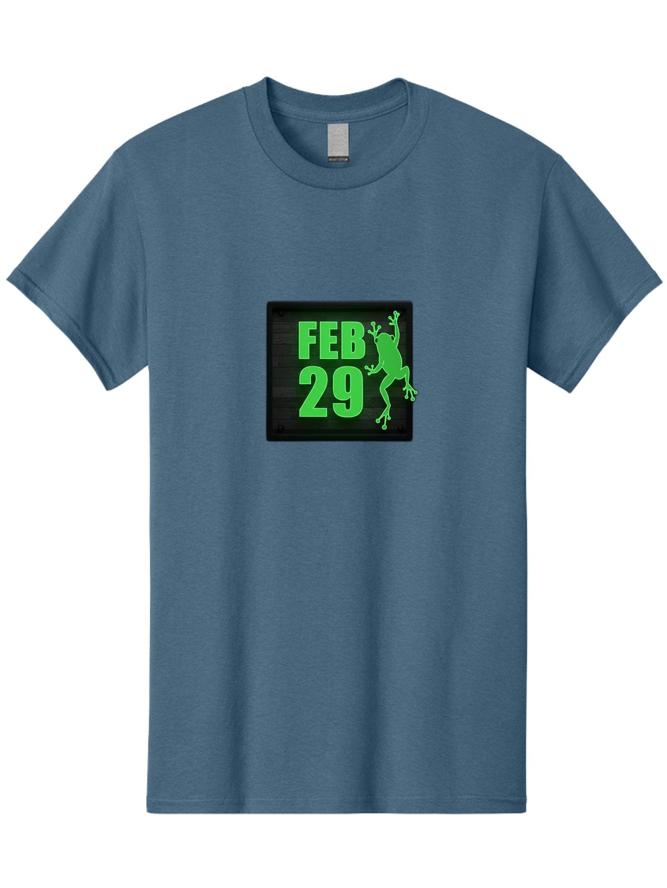 Feb-29 Men'S Graphic Tee, 100% Cotton, Comfortable Casual Summer Wear, Machine Washable, February 29, Leap Day, Frog Silhouette, Green Text, Black Sign, Fun Design, Quirky Graphics, Festive Elements, Unique Calendar Date Bab900 5