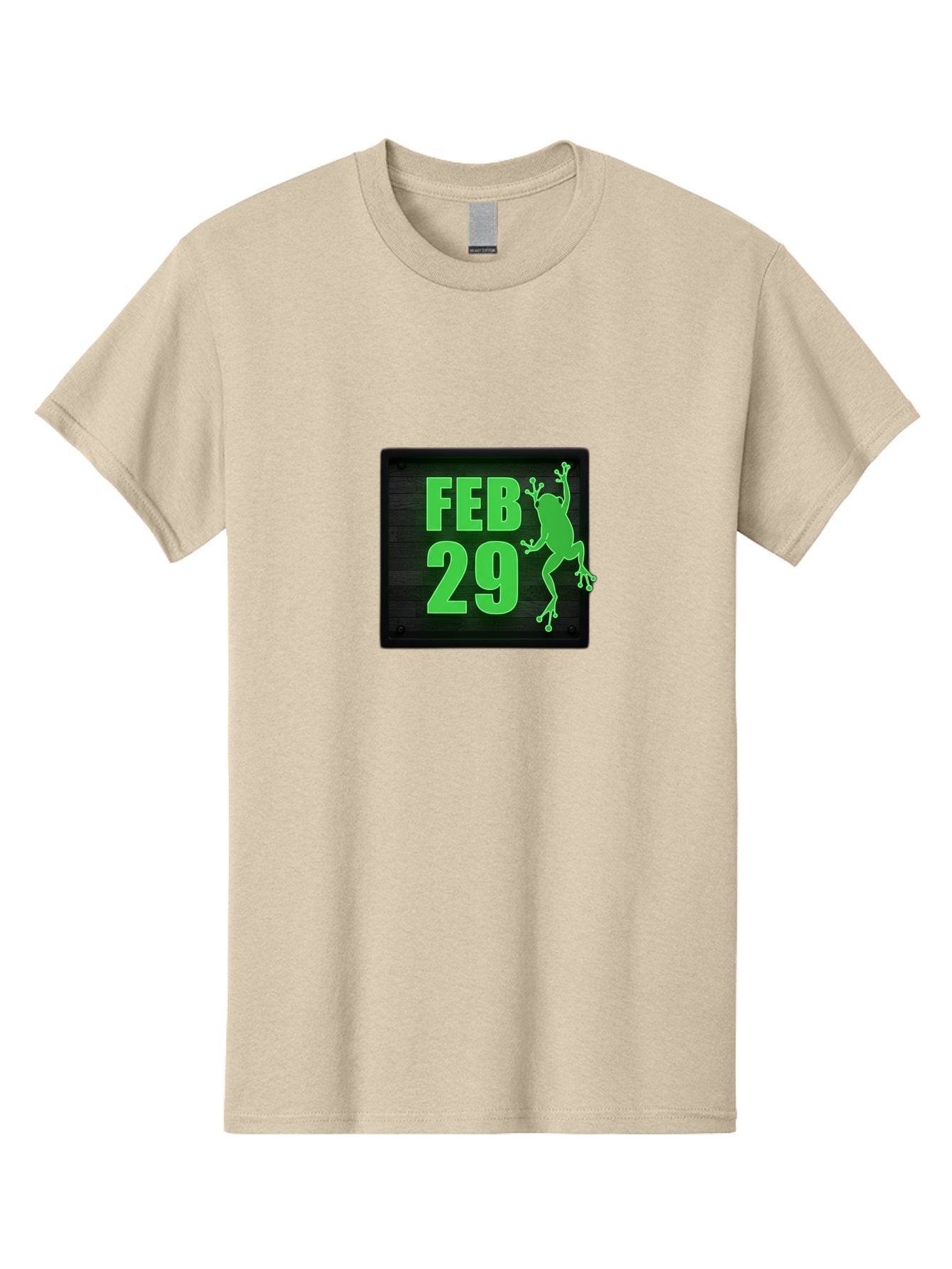 Feb-29 Men'S Graphic Tee, 100% Cotton, Comfortable Casual Summer Wear, Machine Washable, February 29, Leap Day, Frog Silhouette, Green Text, Black Sign, Fun Design, Quirky Graphics, Festive Elements, Unique Calendar Date Bab900