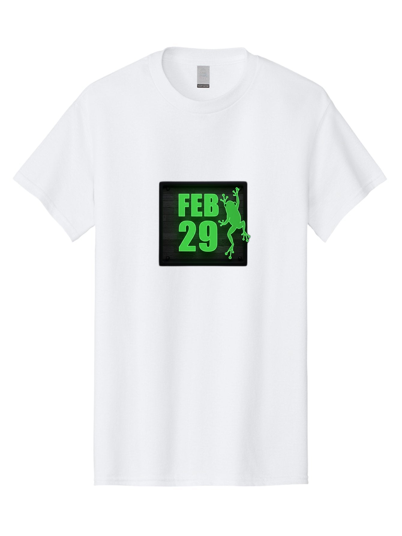 Feb-29 Men'S Graphic Tee, 100% Cotton, Comfortable Casual Summer Wear, Machine Washable, February 29, Leap Day, Frog Silhouette, Green Text, Black Sign, Fun Design, Quirky Graphics, Festive Elements, Unique Calendar Date Bab900 11