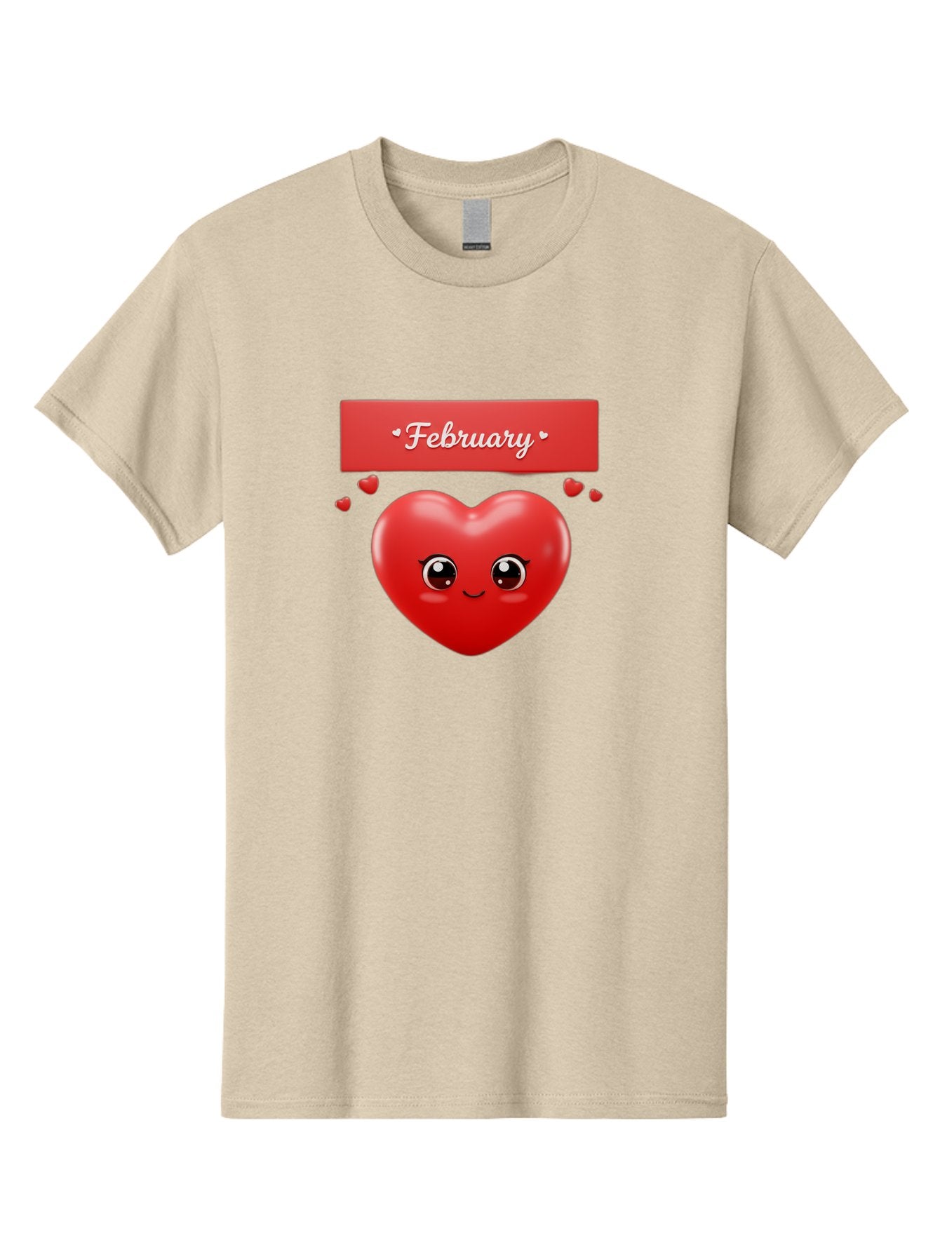 February Men'S Graphic Tee, 100% Cotton, Comfortable Casual Summer Wear, Machine Washable, Smiling Heart, Red Heart, Love Symbol, Valentines Day, Cute Cartoon Character, Heart Eyes, February Month, Sweetheart, February Love Bab902 7