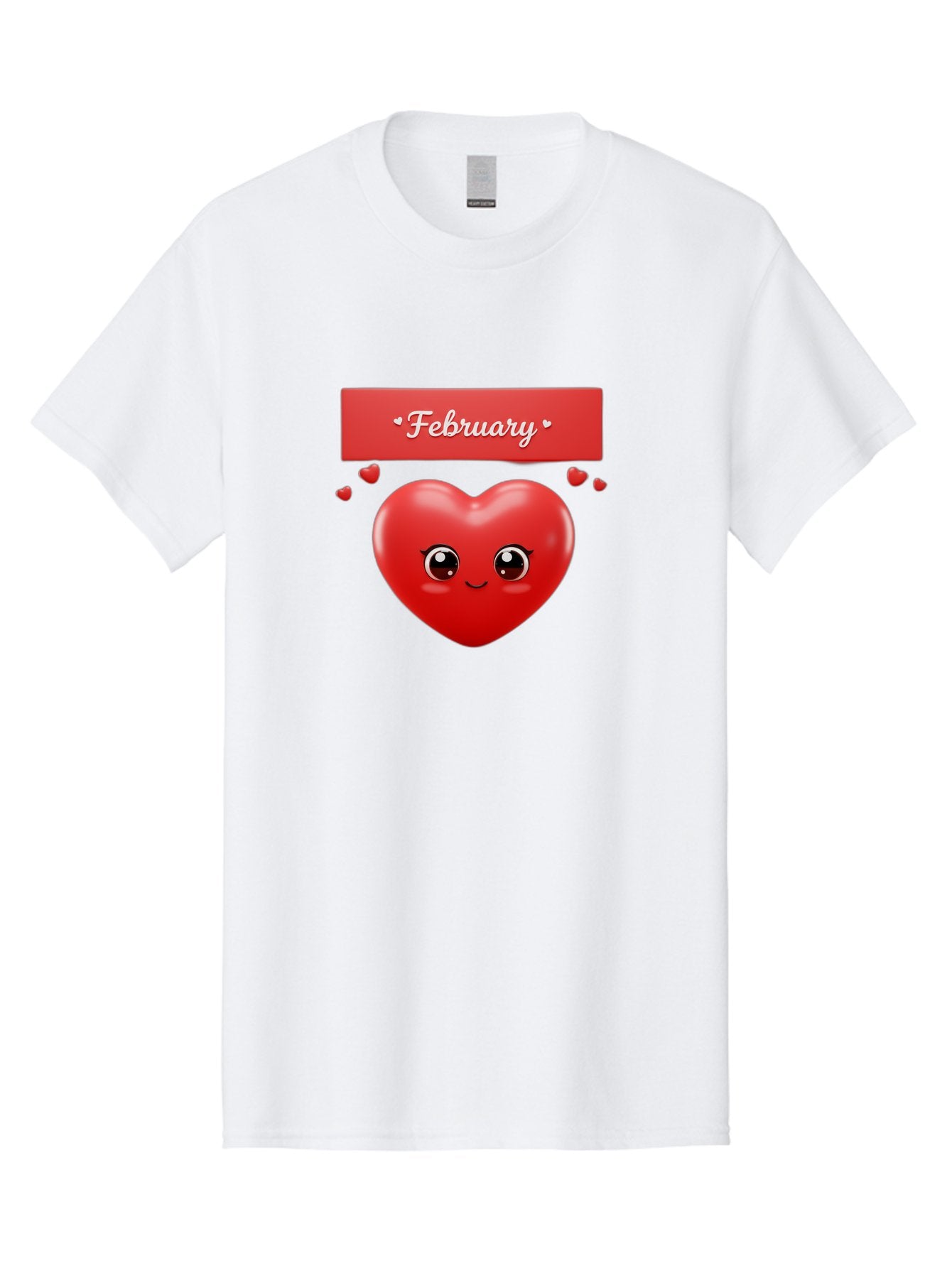 February Men'S Graphic Tee, 100% Cotton, Comfortable Casual Summer Wear, Machine Washable, Smiling Heart, Red Heart, Love Symbol, Valentines Day, Cute Cartoon Character, Heart Eyes, February Month, Sweetheart, February Love Bab902 8