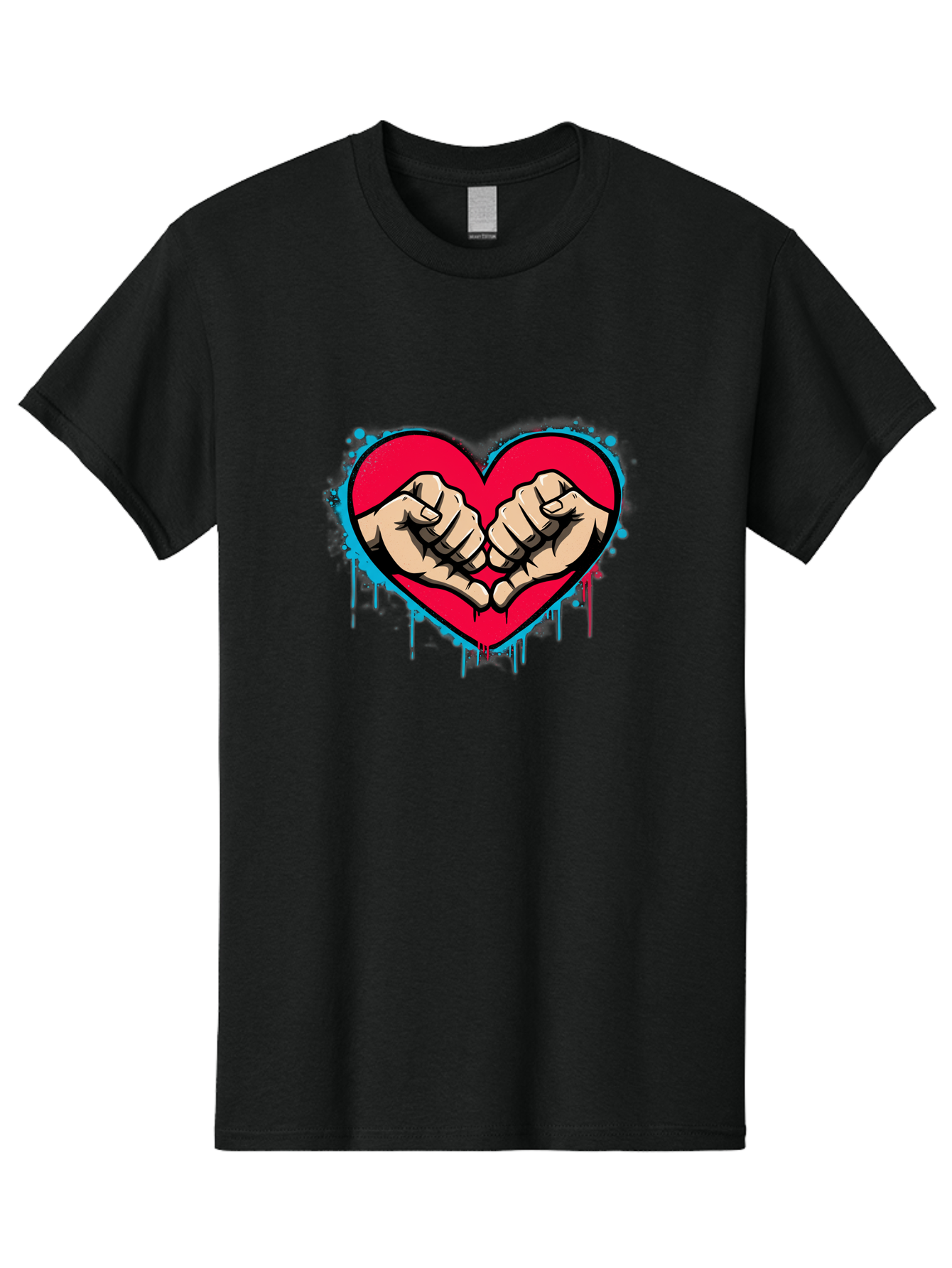 Fists-In-Heart-1 Men'S Graphic Tee, 100% Cotton, Comfortable Casual Summer Wear, Machine Washable, Heart Symbol, Fists Bumping, Cartoon Style, Love, Friendship, Unity, Red Heart, Graphic Design, Street Art, Urban Culture Bab904 12