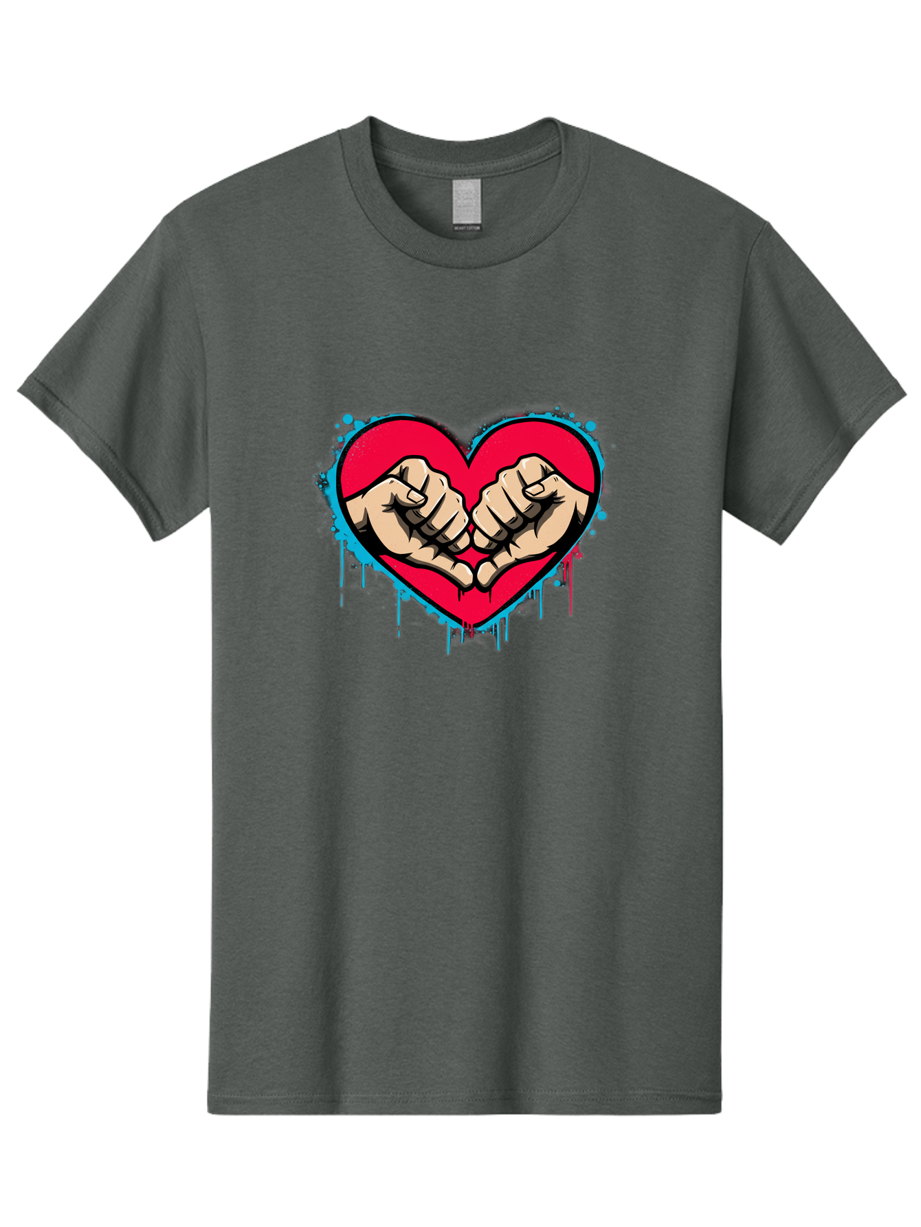 Fists-In-Heart-1 Men'S Graphic Tee, 100% Cotton, Comfortable Casual Summer Wear, Machine Washable, Heart Symbol, Fists Bumping, Cartoon Style, Love, Friendship, Unity, Red Heart, Graphic Design, Street Art, Urban Culture Bab904 6
