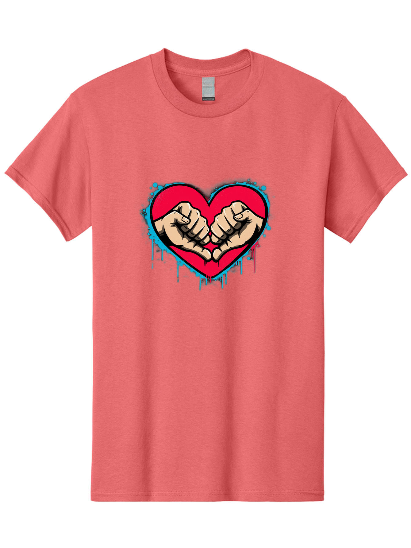 Fists-In-Heart-1 Men'S Graphic Tee, 100% Cotton, Comfortable Casual Summer Wear, Machine Washable, Heart Symbol, Fists Bumping, Cartoon Style, Love, Friendship, Unity, Red Heart, Graphic Design, Street Art, Urban Culture Bab904 9