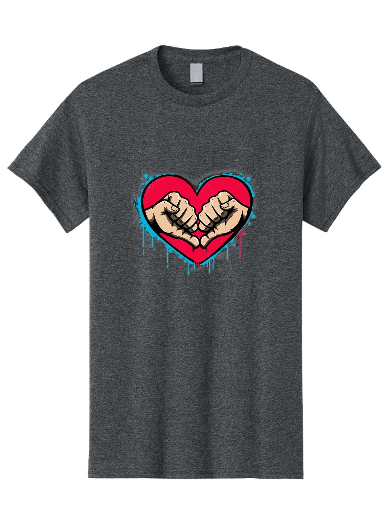 Fists-In-Heart-1 Men'S Graphic Tee, 100% Cotton, Comfortable Casual Summer Wear, Machine Washable, Heart Symbol, Fists Bumping, Cartoon Style, Love, Friendship, Unity, Red Heart, Graphic Design, Street Art, Urban Culture Bab904 10